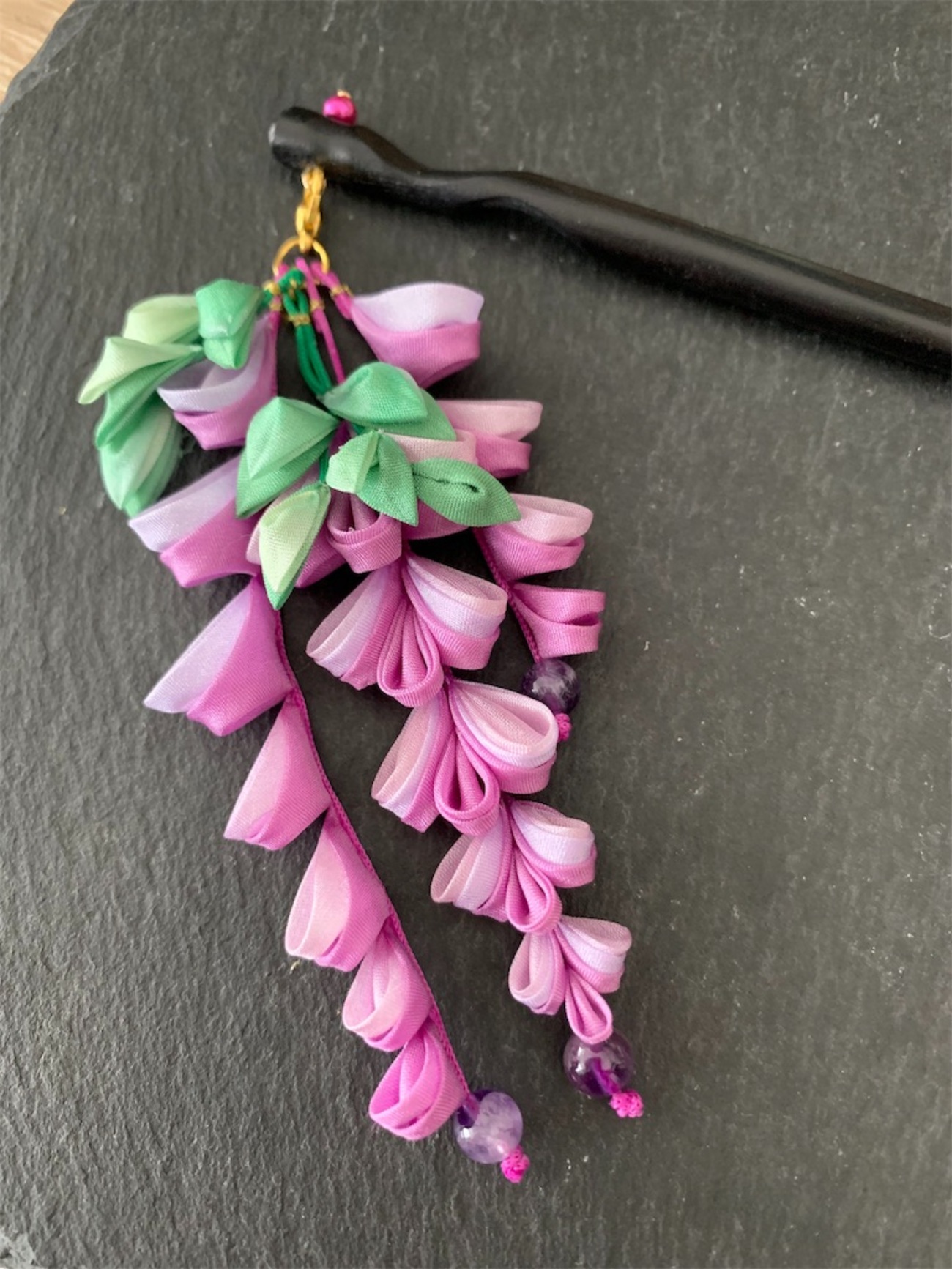 つまみ細工 藤の花を作る - つまみ細工工房 ❁ ほっこり屋 ブログ