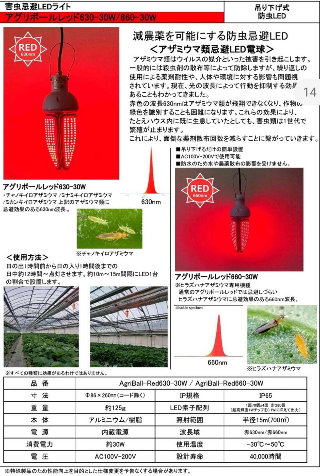 アグリボールでアザミウマ忌避「赤色LED」 - イケックス「養液栽培肥料 