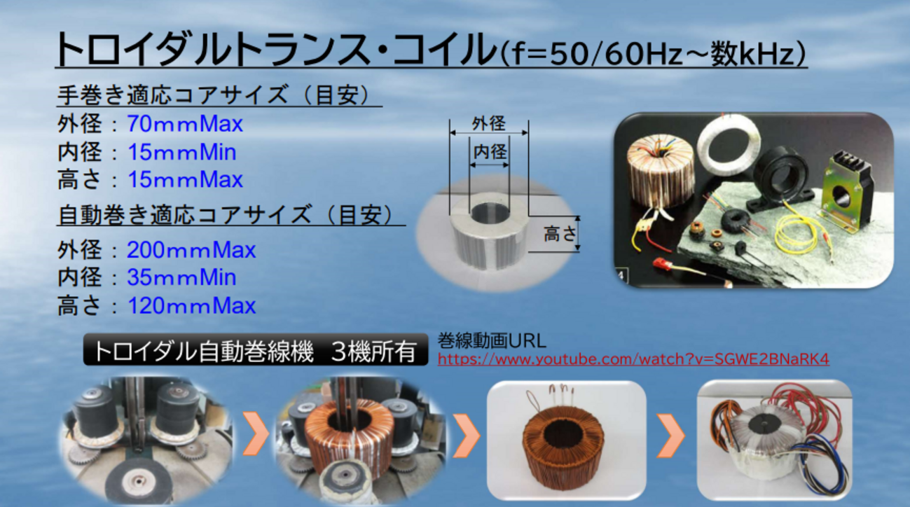 トロイダルトランス トロイダルコイル 日幸電機の製造するトロイダル 