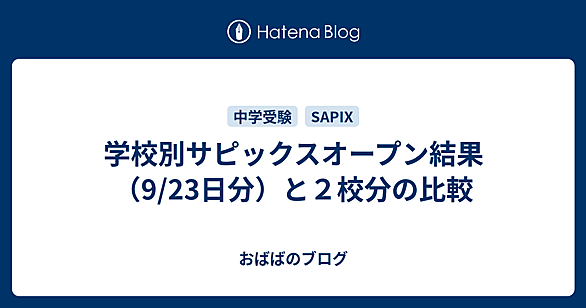 学校別サピックスオープンとは 人気・最新記事を集めました - はてな
