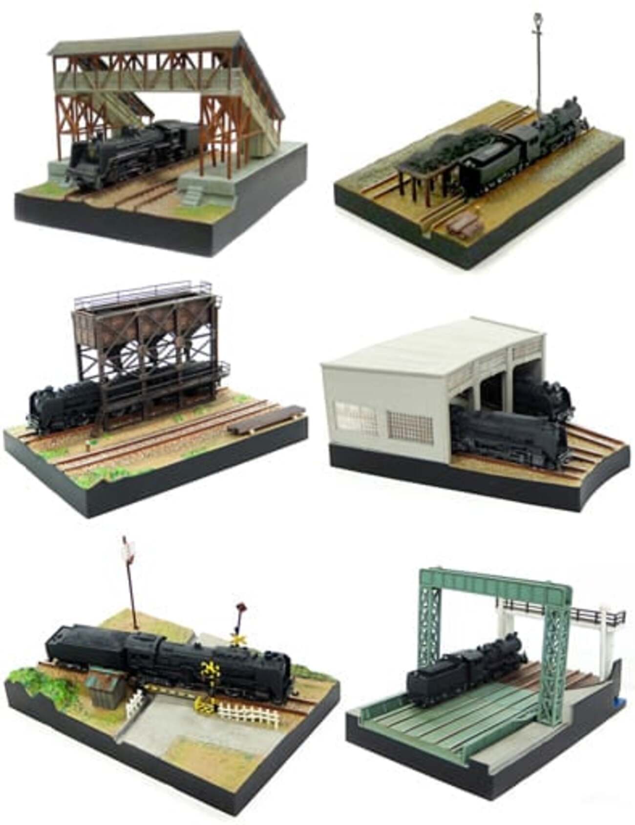 鉄道ファンVol.2 SL情景フィギュア 未組立品　6種セット 今トレーディングフィギュア 全6種セット 「鉄道ファン VOL.2 SL情景