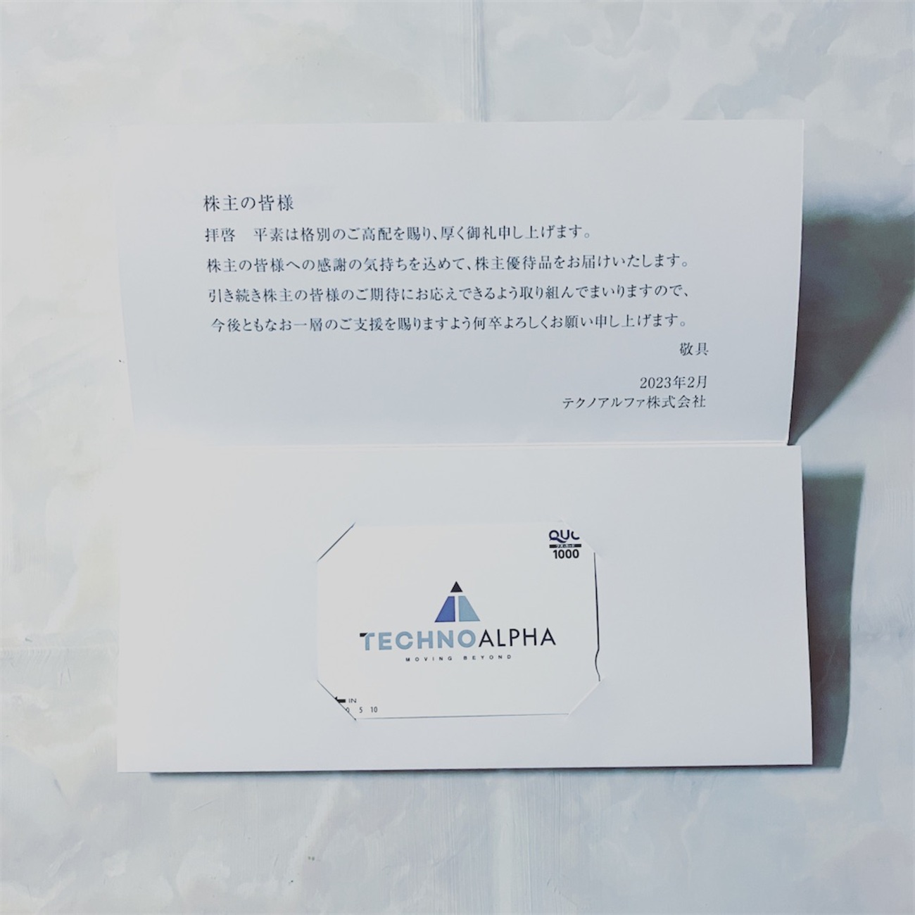 2023年3月テクノアルファ（3089）株主優待の記録 - ぬるま湯につかる