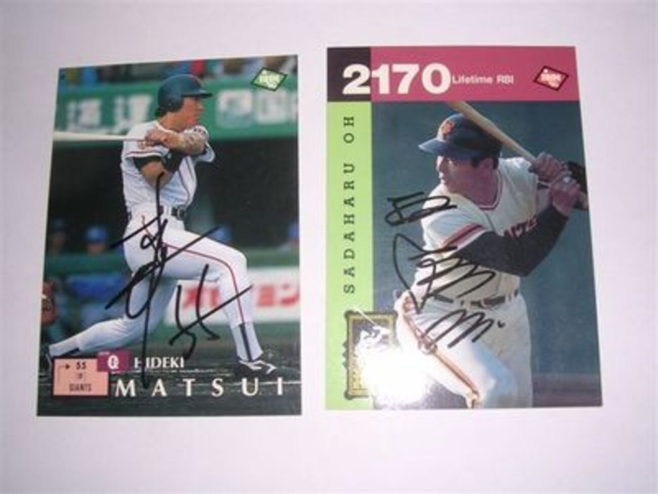 王貞治、松井秀喜 1995年 直筆サイン入りBBMカード、松井秀喜 1998年 