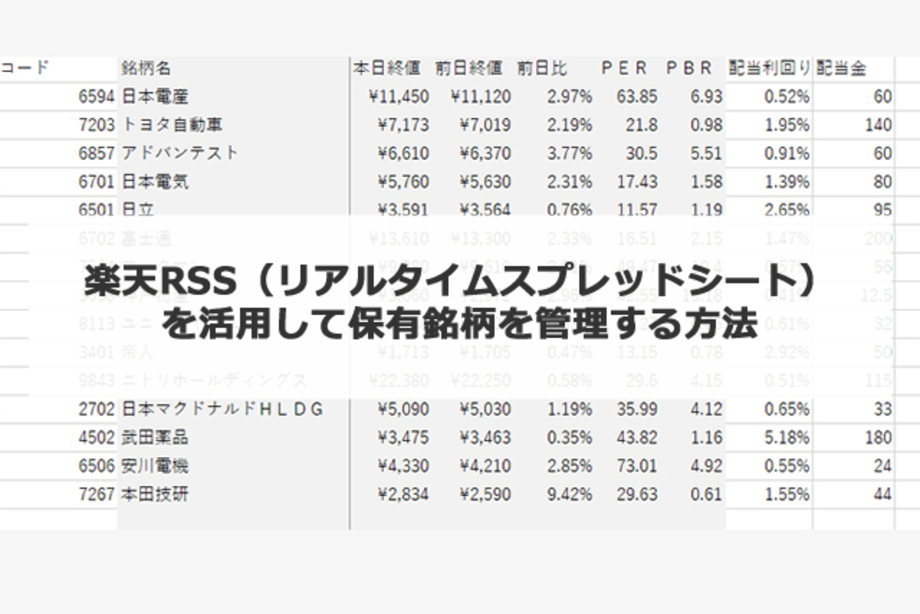 楽天RSS（リアルタイムスプレッドシート）を活用して保有銘柄を管理する方法 - ポイント投資の攻略ブログ