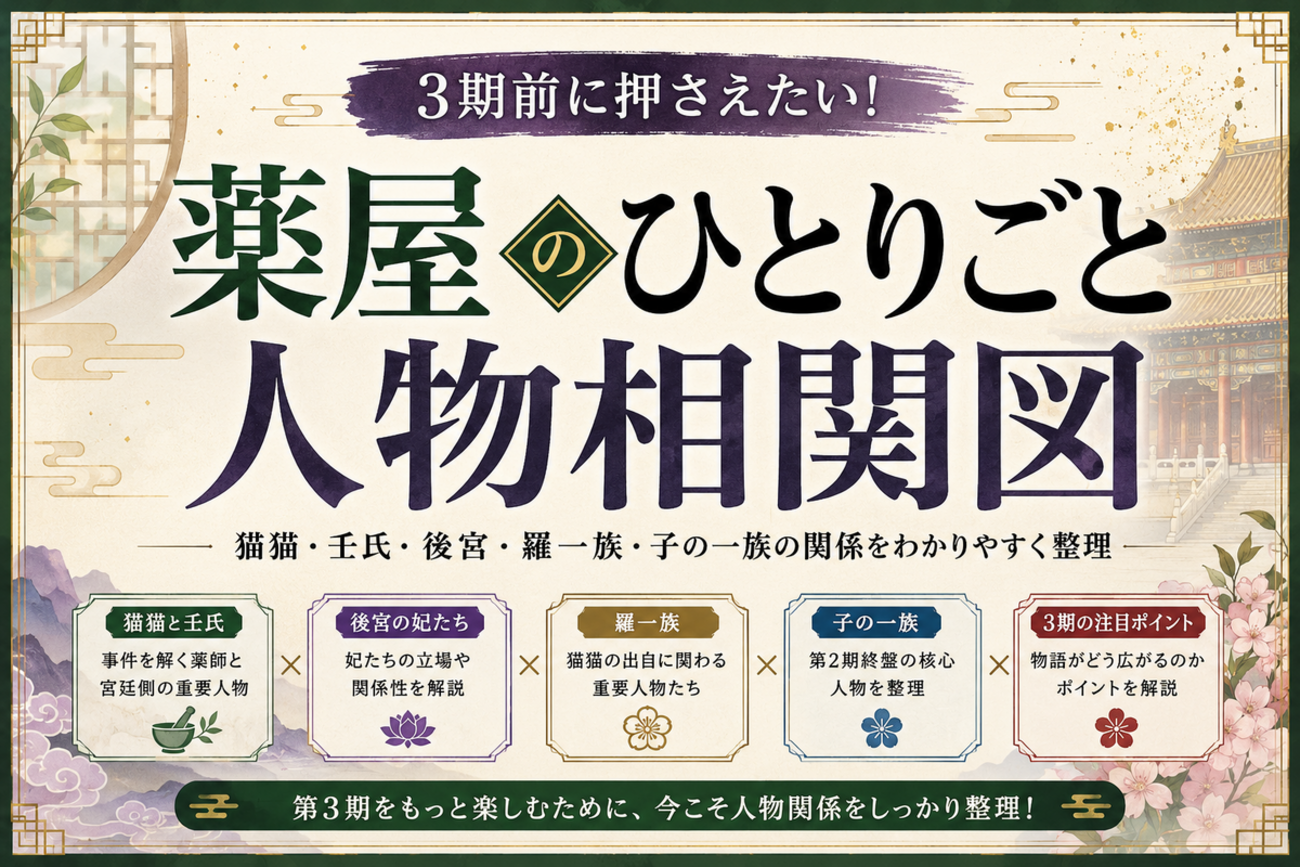 薬屋のひとりごと相関図｜猫猫・壬氏・羅漢・子翠の関係をわかりやすく