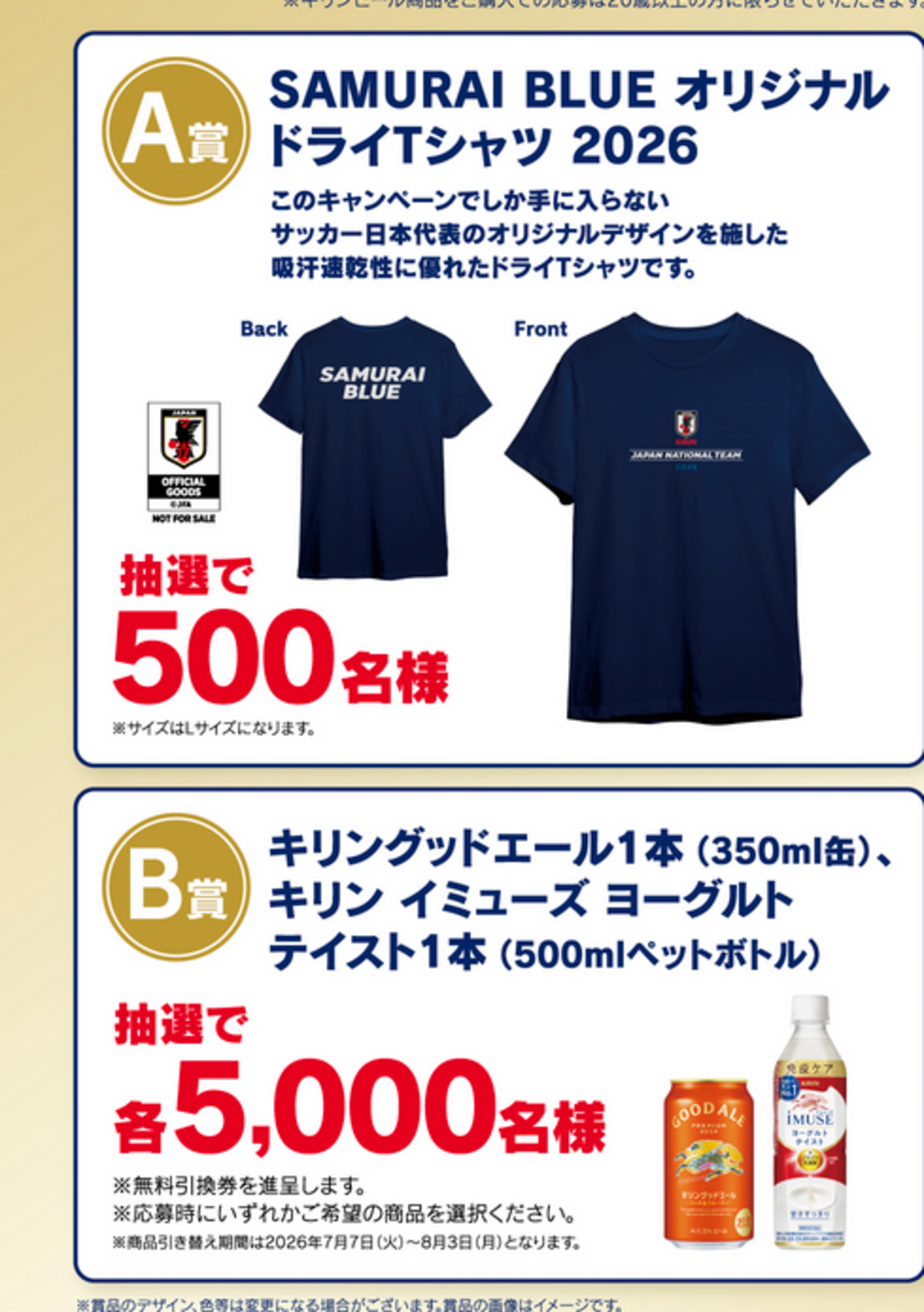 懸賞情報 ローソン×キリンビール・キリンビバレッジ サッカー日本代表 