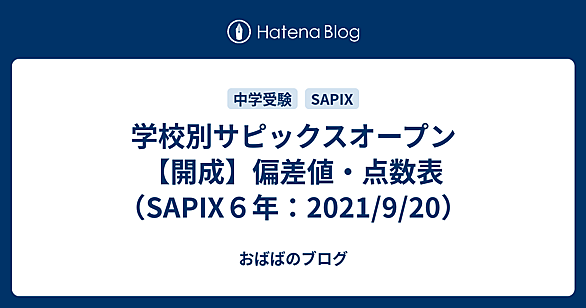 学校別サピックスオープンとは 人気・最新記事を集めました - はてな