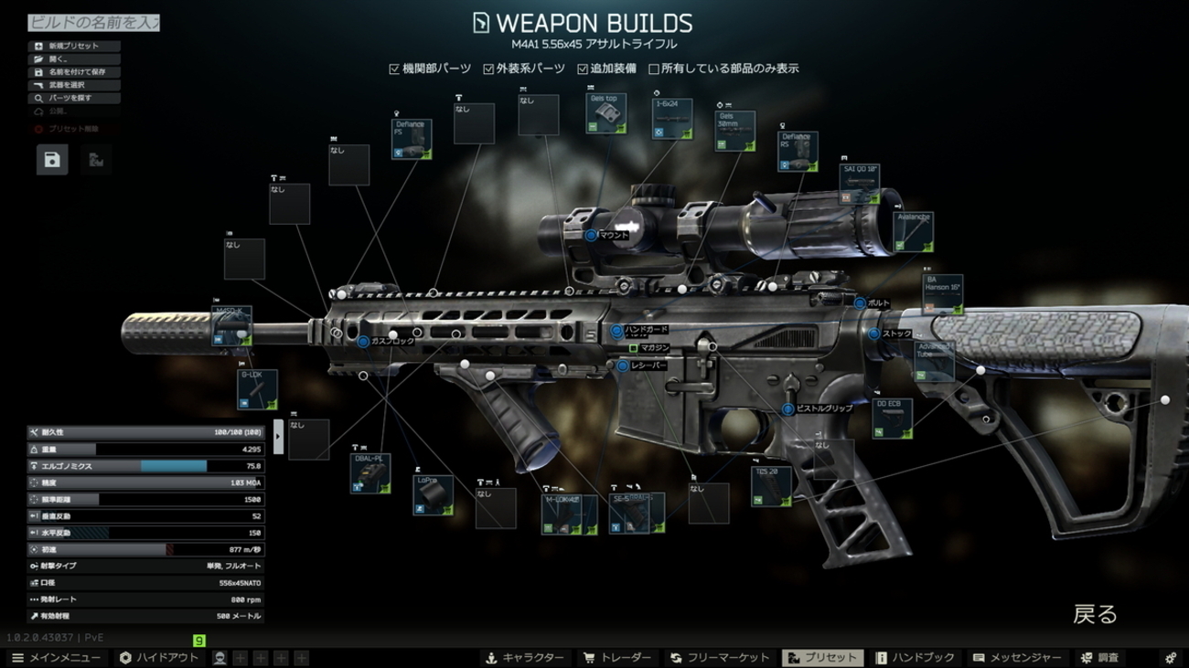 Escape from Tarkov】個人的にカッコよくて強いM4A1のカスタムとパーツ
