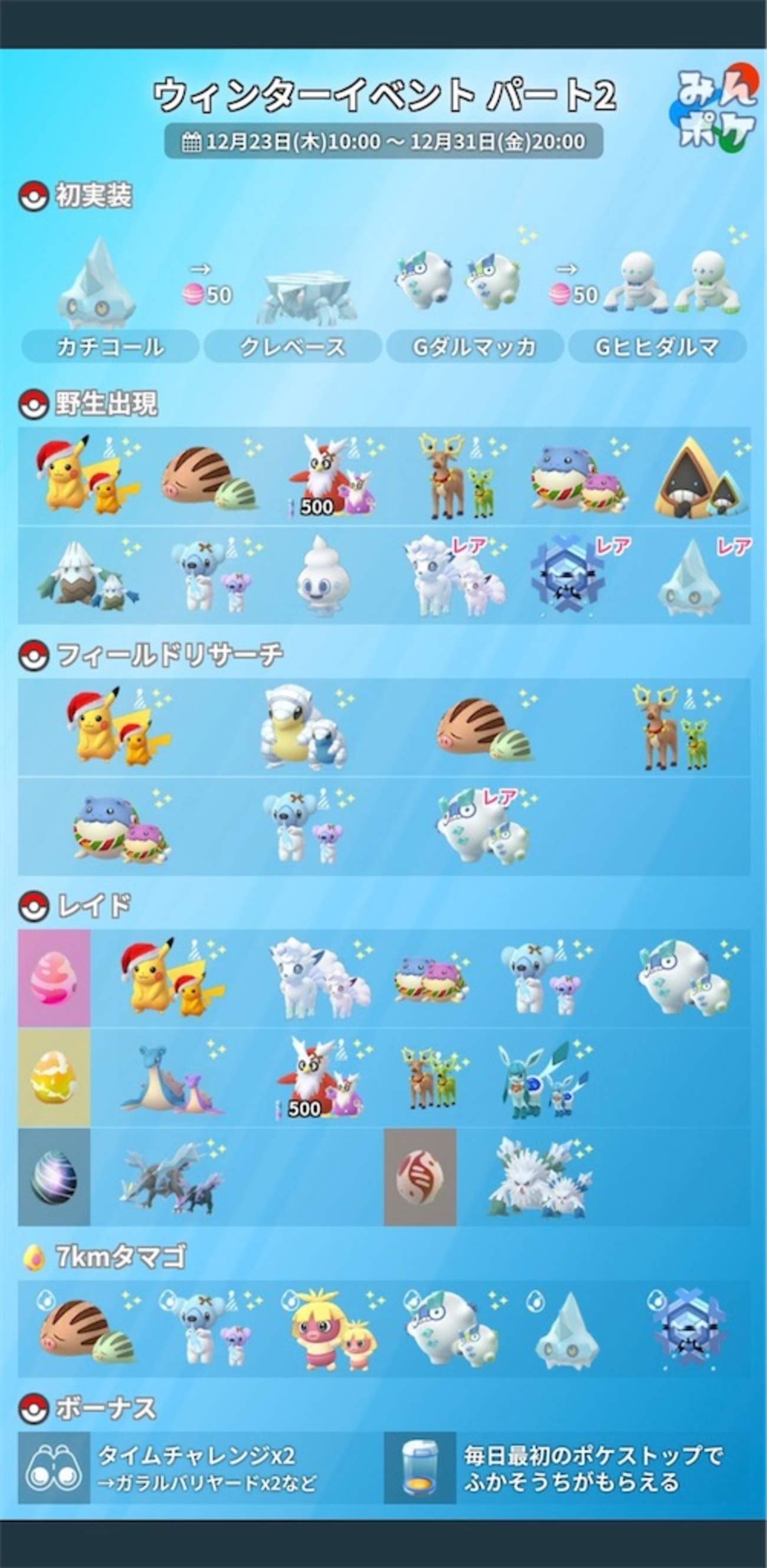 ポケモンGO ウィンターイベントパート2概要 - 楽笑家のゆる～いポケモンGOブログ