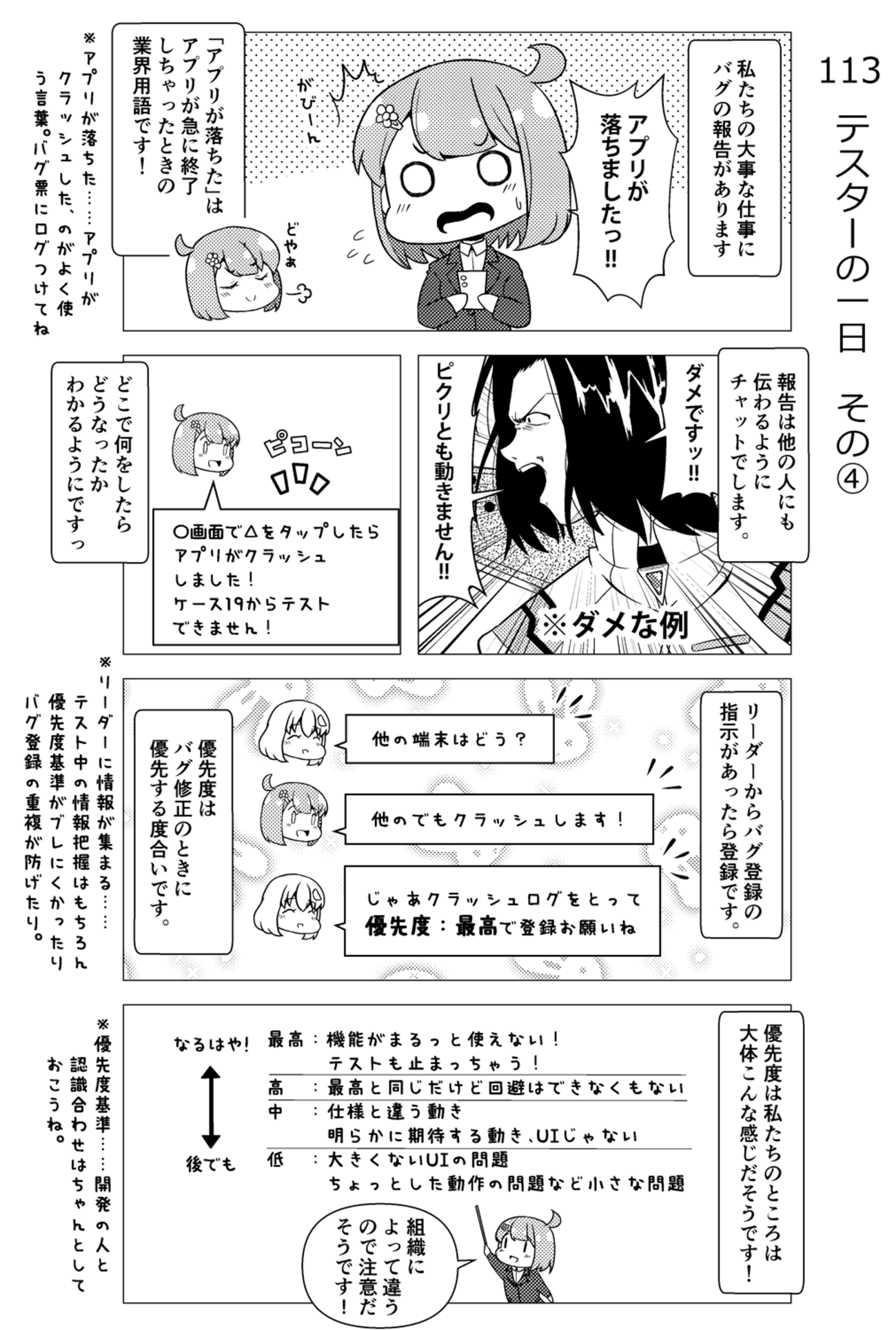 113.テスターの一日 その④ - テスターちゃん【4コマ漫画】