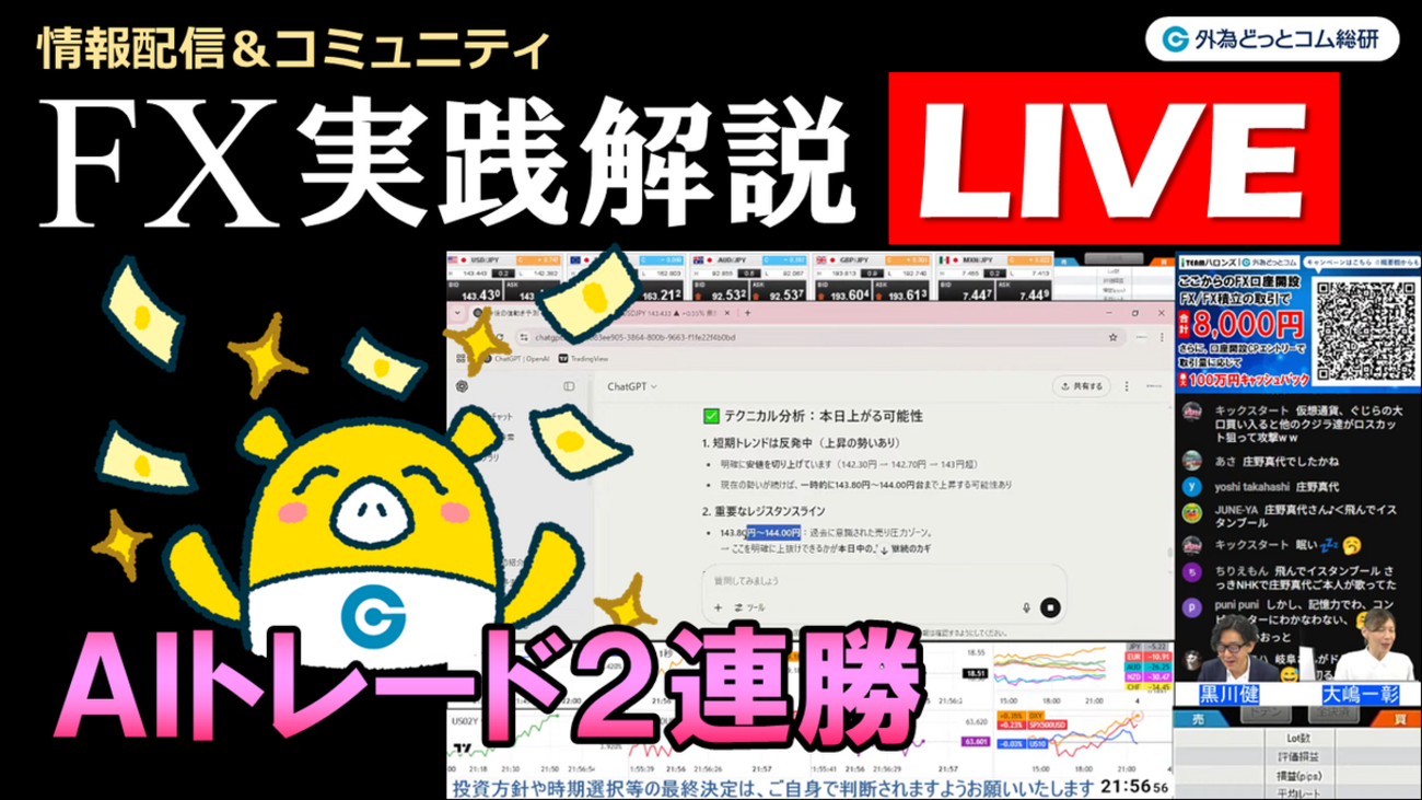 FX実践解説、AIトレード「USDJPY短期売買２連勝！」（2025年6月3日) - 外為どっとコム マネ育チャンネル