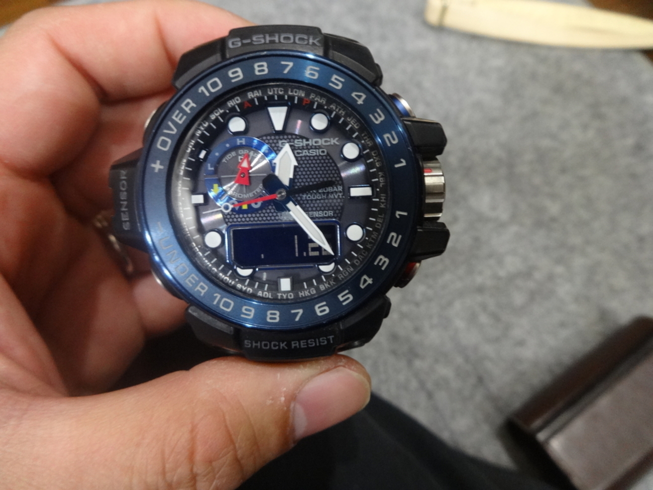 釣り用腕時計 カシオ G-SHOCK ガルフマスター GWN-1000B-1BJF 使用後 