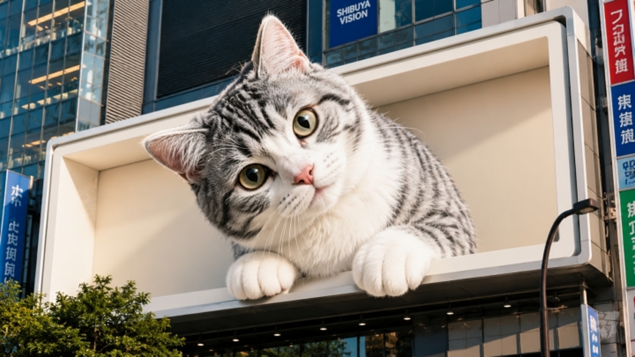 3D広告になった猫
