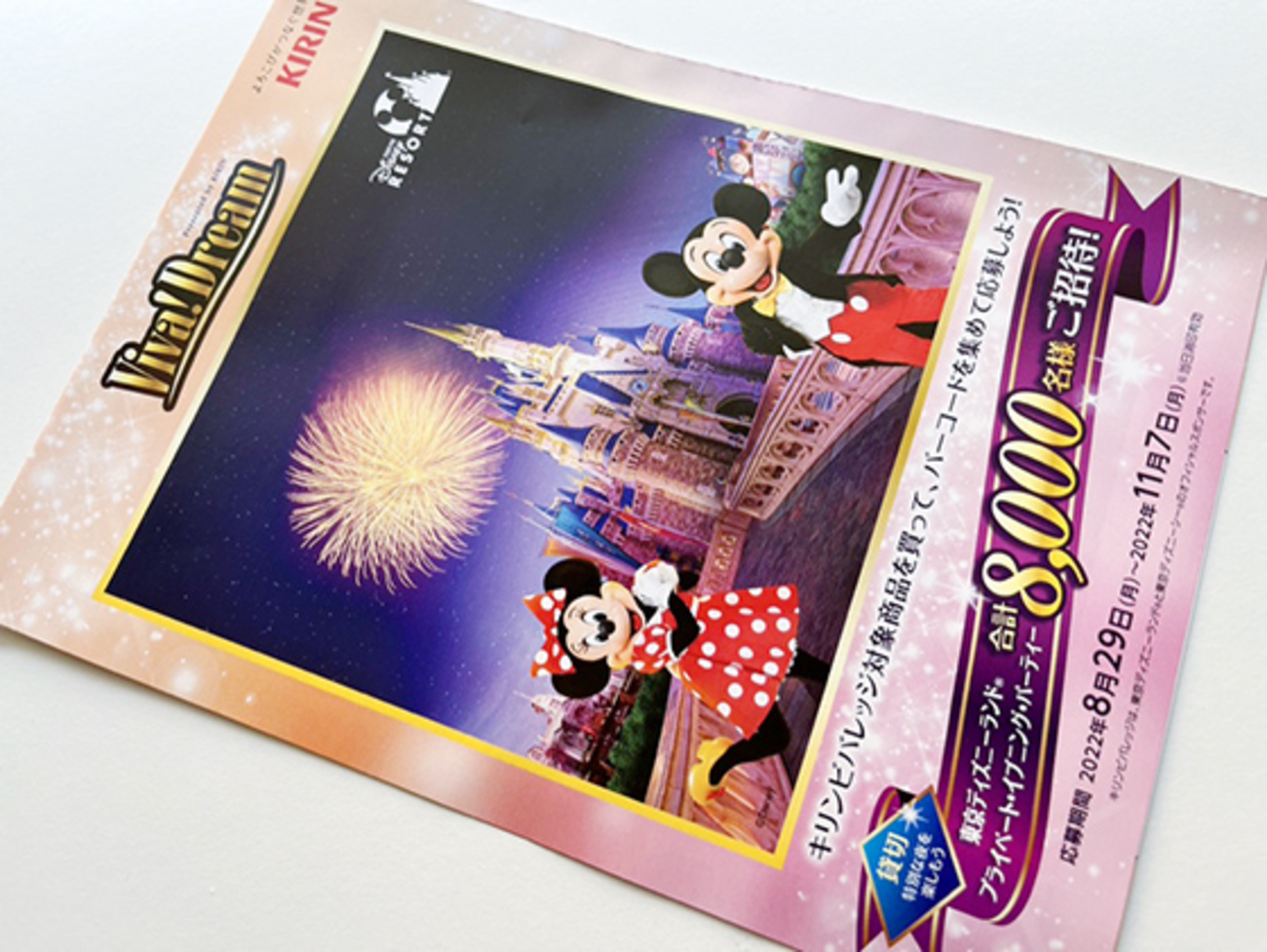 東京ディズニーリゾート ドリームパーティ KIRIN 記念品 下敷き2枚 
