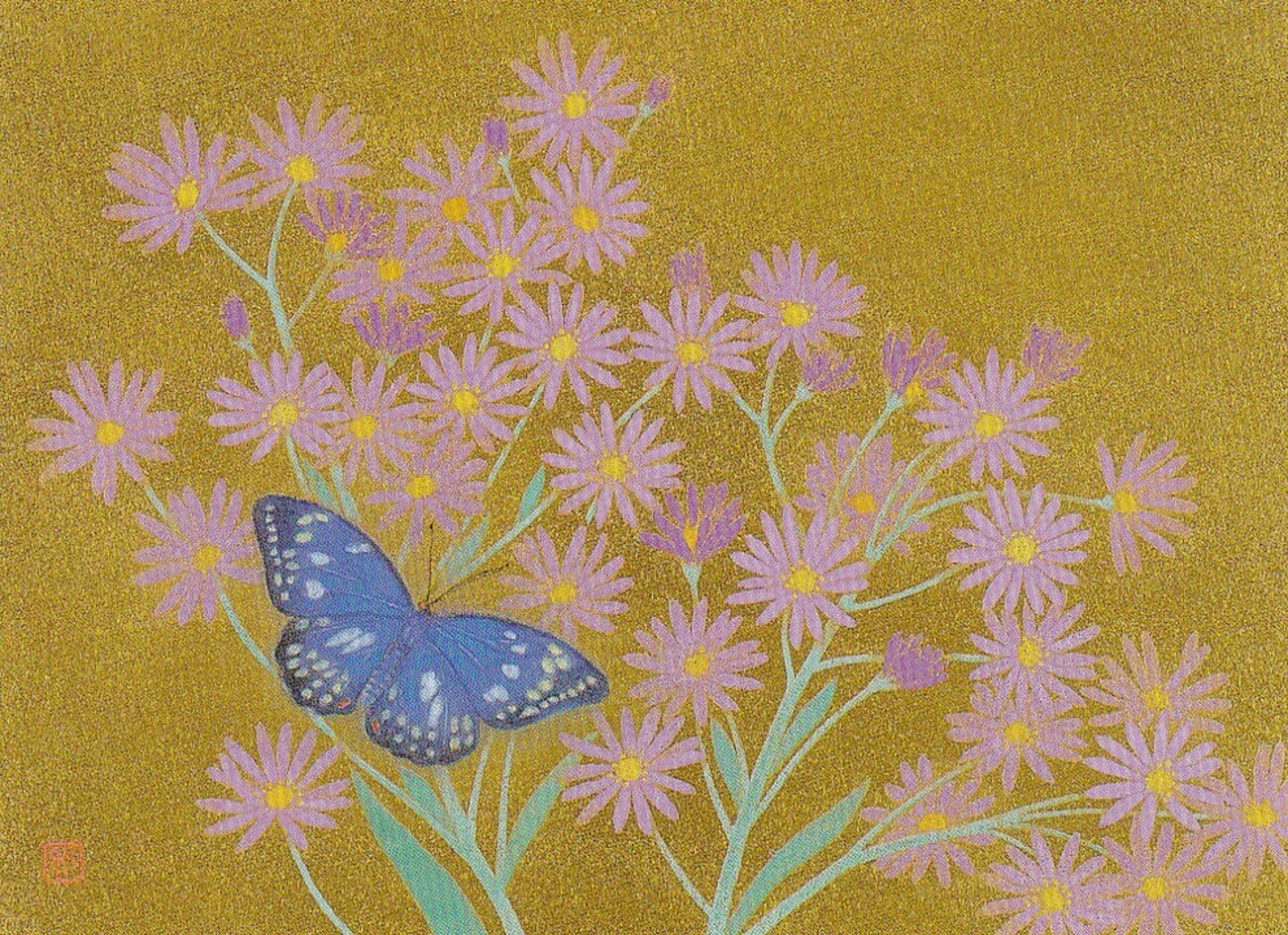 光で変わる。シオンの花 。F10号日本画絵の具使用。保田三友紀の作品 光で変わる。シオンの花 。F10号日本画絵の具使用。保田三友紀の