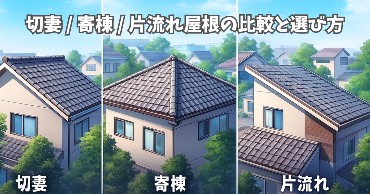 切妻 / 寄棟 / 片流れ屋根の比較と選び方 - トライアスリート屋根屋、四代目屋根誠・竹内のブログ