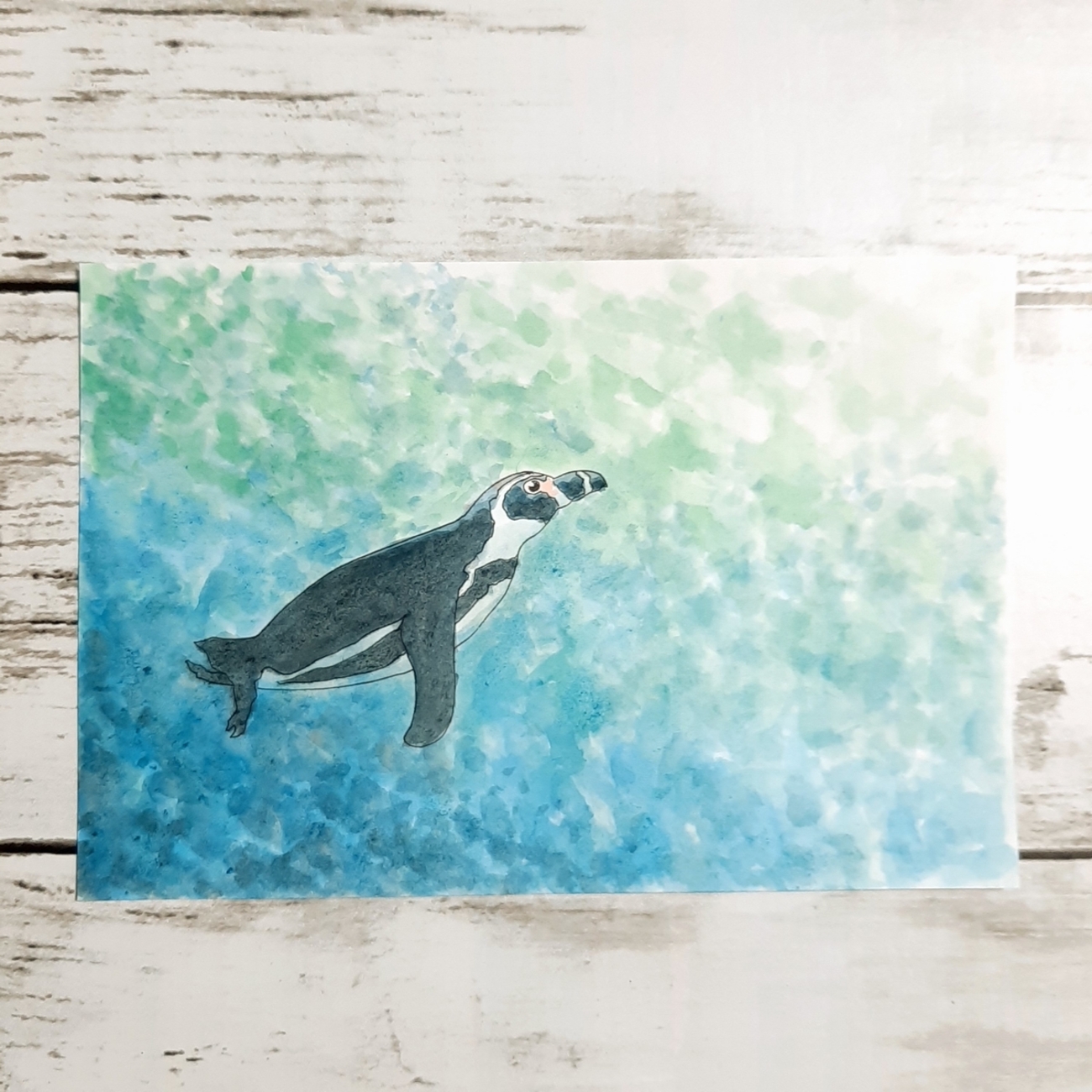 絵画「薄氷の朝の鴨」　水彩画 絵画「薄氷の朝の鴨」 水彩画 - メルカリ