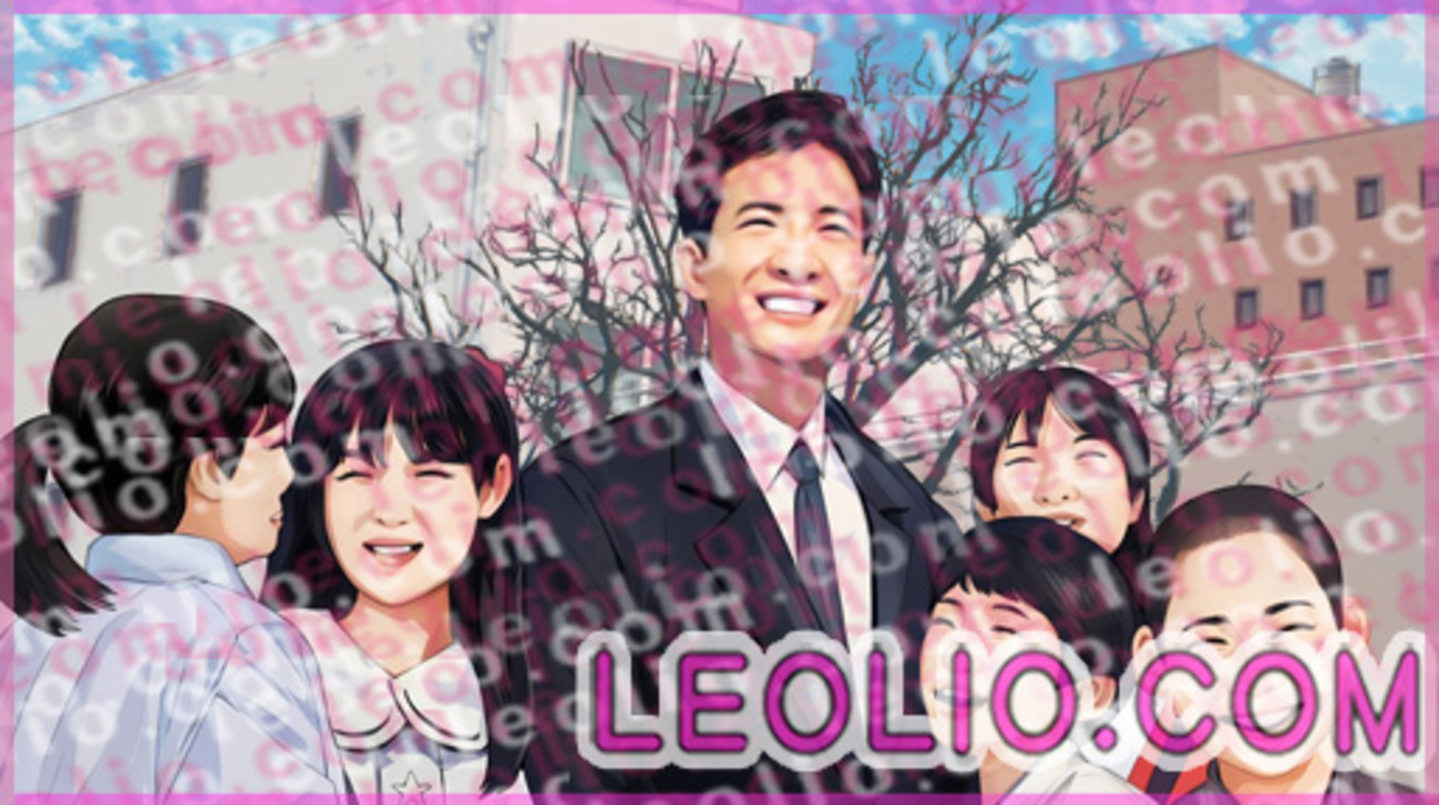 教師びんびん物語』徳川龍之介（田原俊彦）と生徒たちイラスト