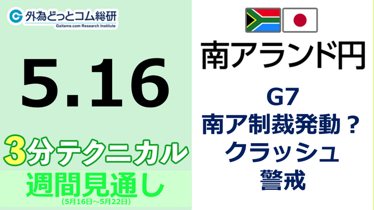 南アフリカランド/円見通し「G7、 南ア制裁発動？ クラッシュ警戒」見通しズバリ！3分テクニカル分析 週間見通し 2023年5月16日 -  外為どっとコム マネ育チャンネル