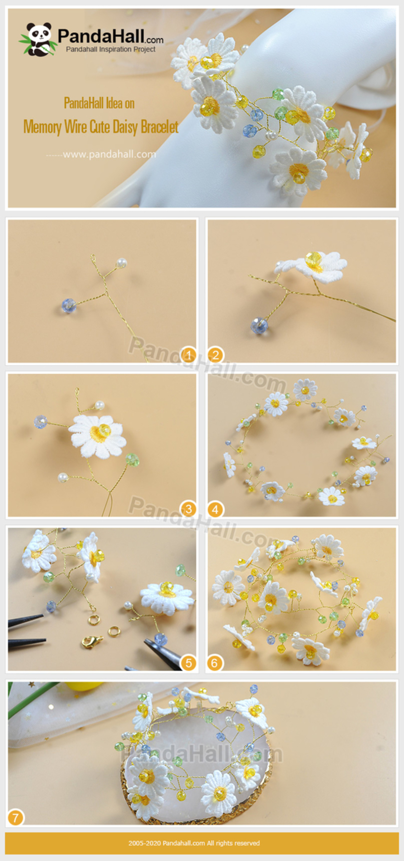PandaHall手作りレシピ】ガラスビーズの花ブレスレット - PandaHall
