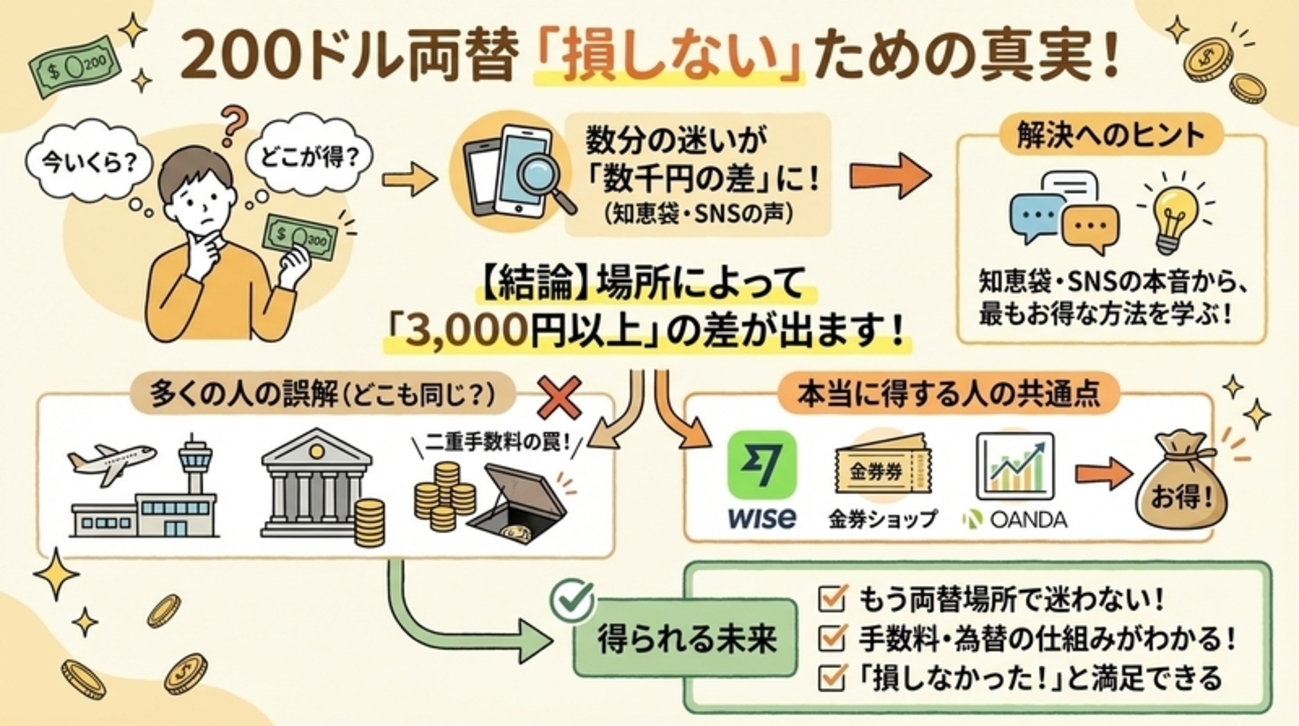 200ドルは日本円でいくら？知恵袋で話題の損しない両替法 - Igriの思索