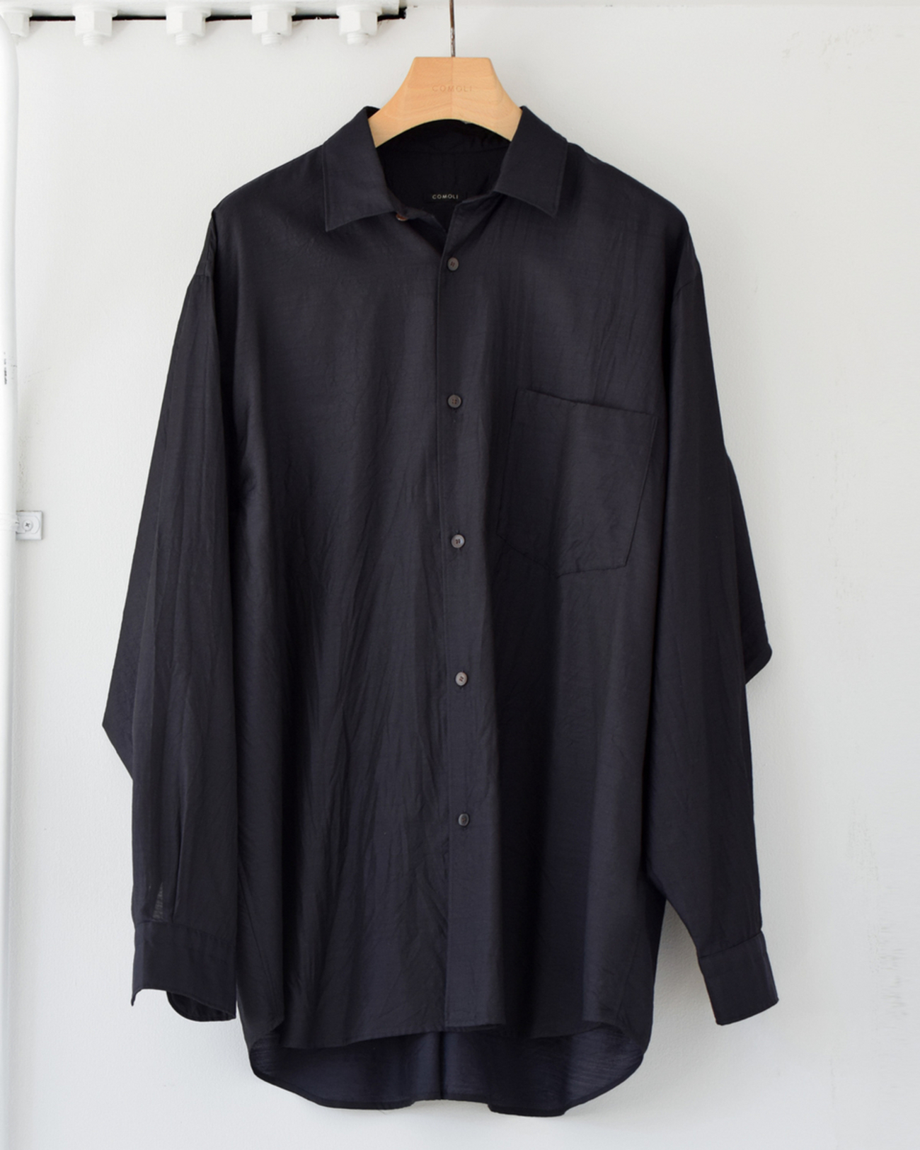 COMOLI 23ss ウールシルクコモリシャツ　サイズ2 COMOLI＞ウールシルクシャツ（CHARCOAL,2） - メルカリ