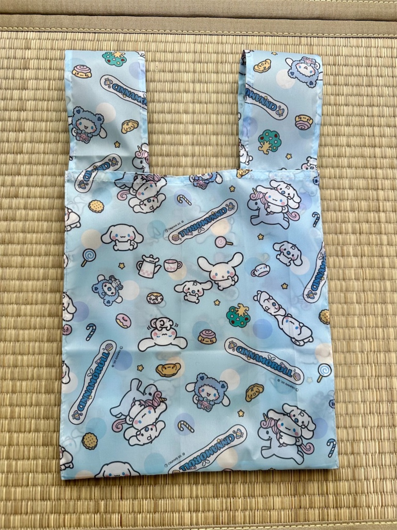 ダイソーポリエステルはぎれ：シナモロールエコバック - 今日これ作り