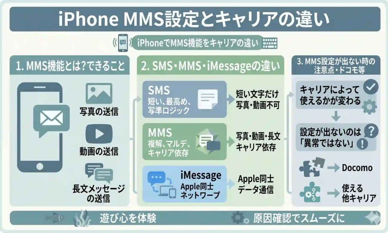 MMS機能を有効にするには？iPhoneの設定方法とドコモ等で出ない原因を 