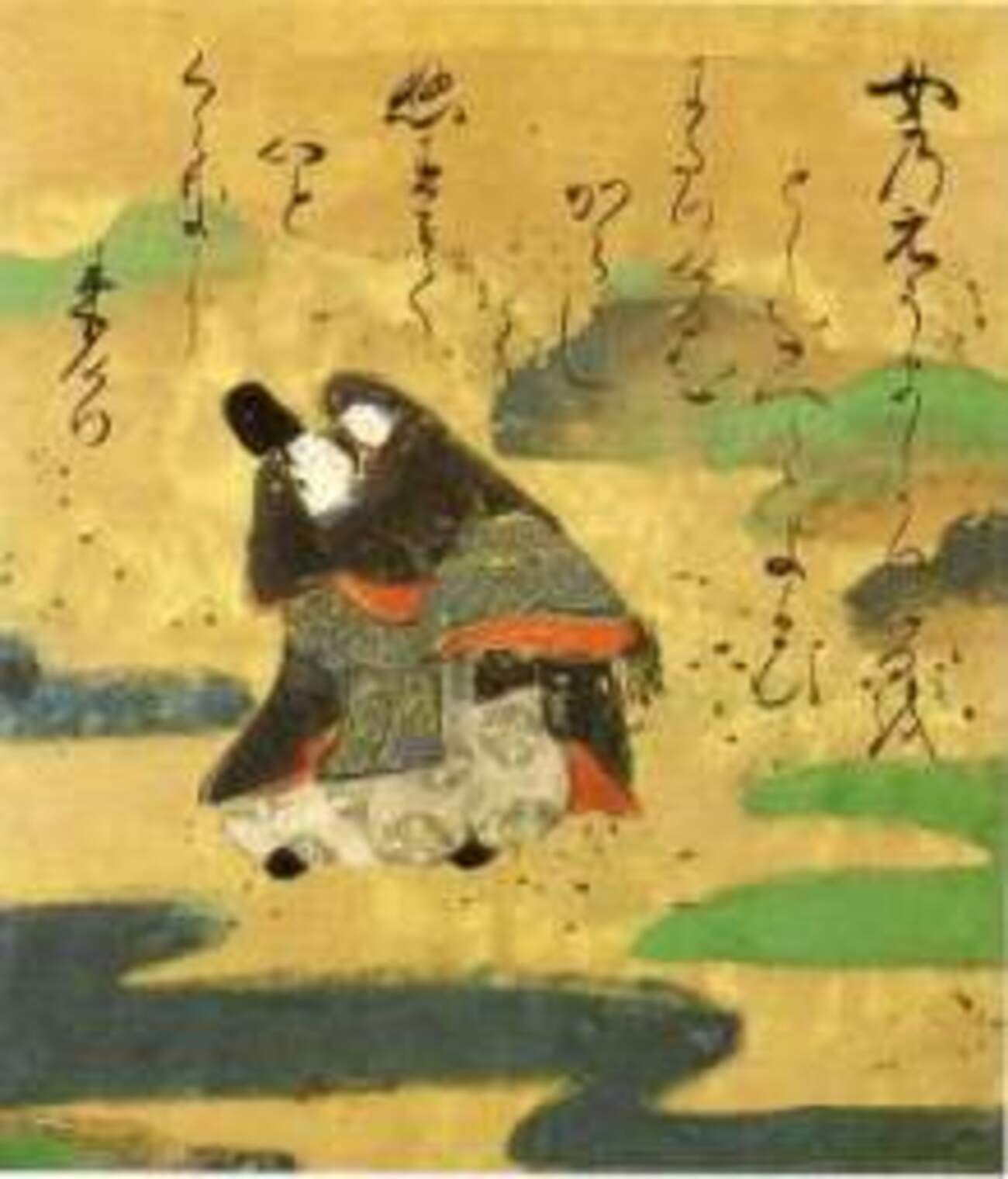 俵屋宗達 「伊勢物語」の木版画 伊勢物語図色紙 第五十段・鳥の子 伝俵屋宗達筆 - MIHO MUSEUM