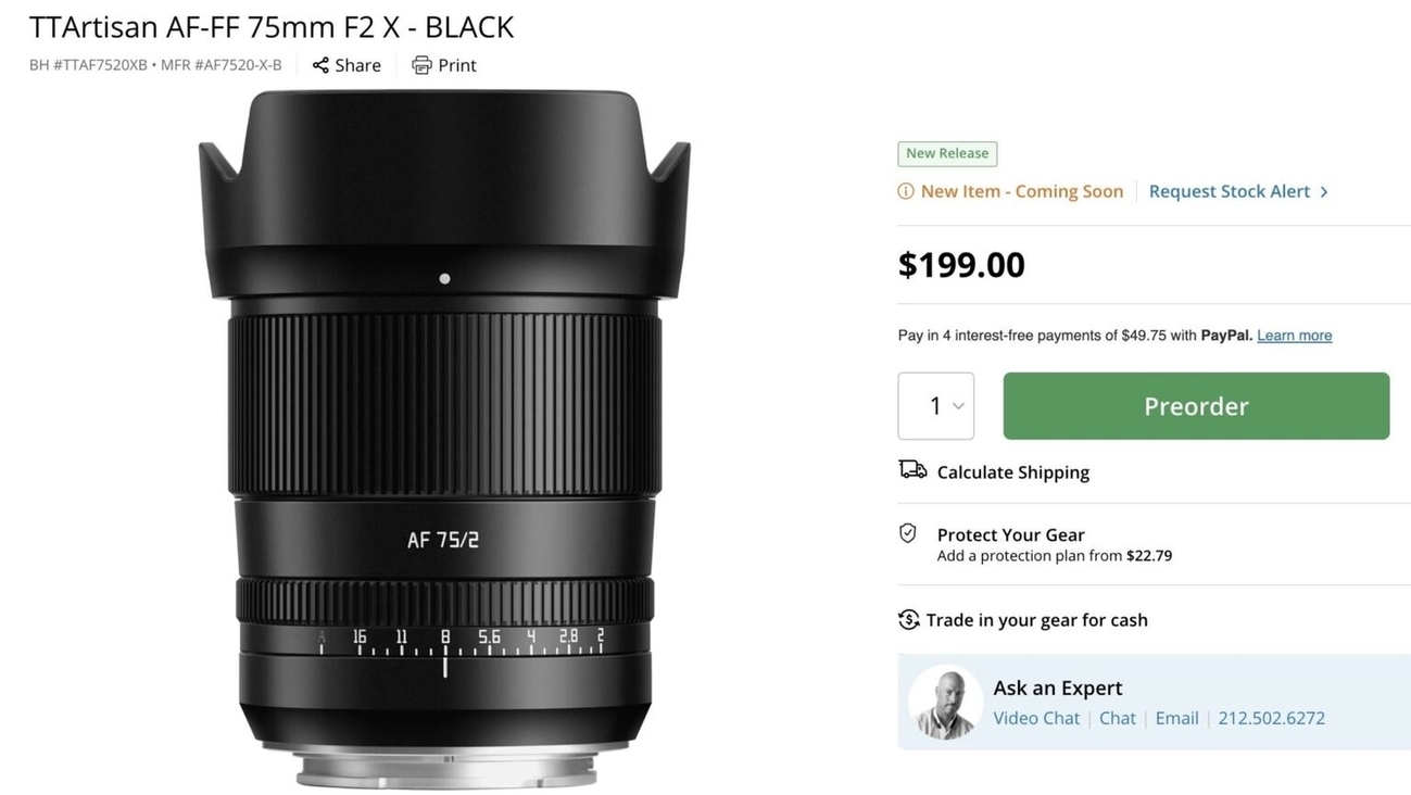 富士フイルム】TTArtisanからAF75mm f/2のXマウントレンズが発売 