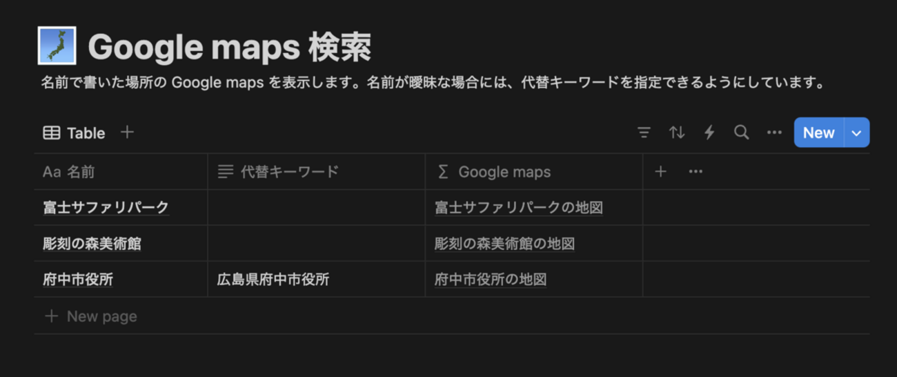 名前やキーワードから Google maps を表示するリンク: Notion Tips (140) - hkob’s blog