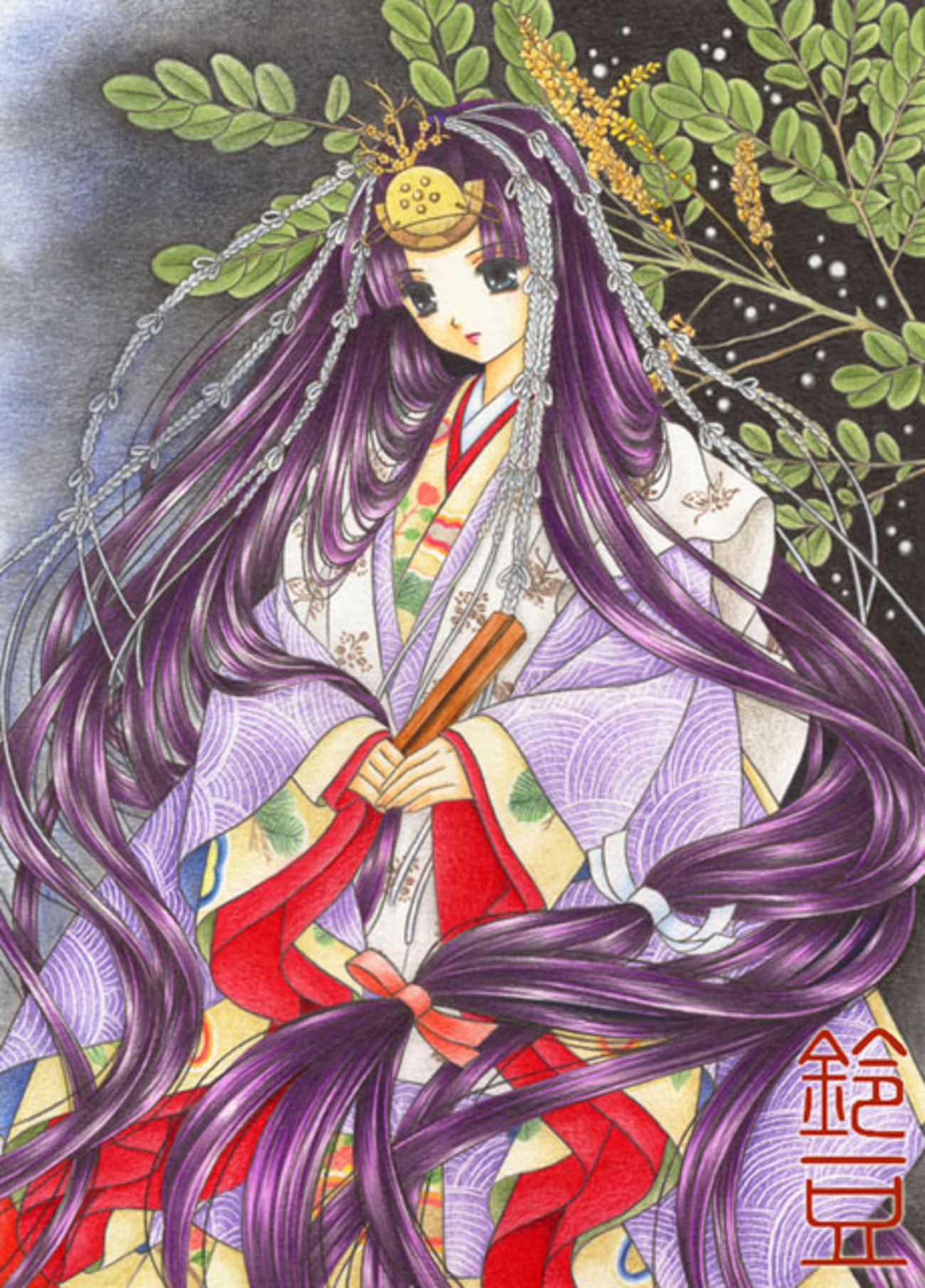 手描きイラスト オリジナル 創作 色紙 寸松庵 旧正月 赤 朱 春節 女の子 花 手描きイラスト オリジナル 創作 色紙 寸松庵 旧正月 赤 朱 春節 女の子 花