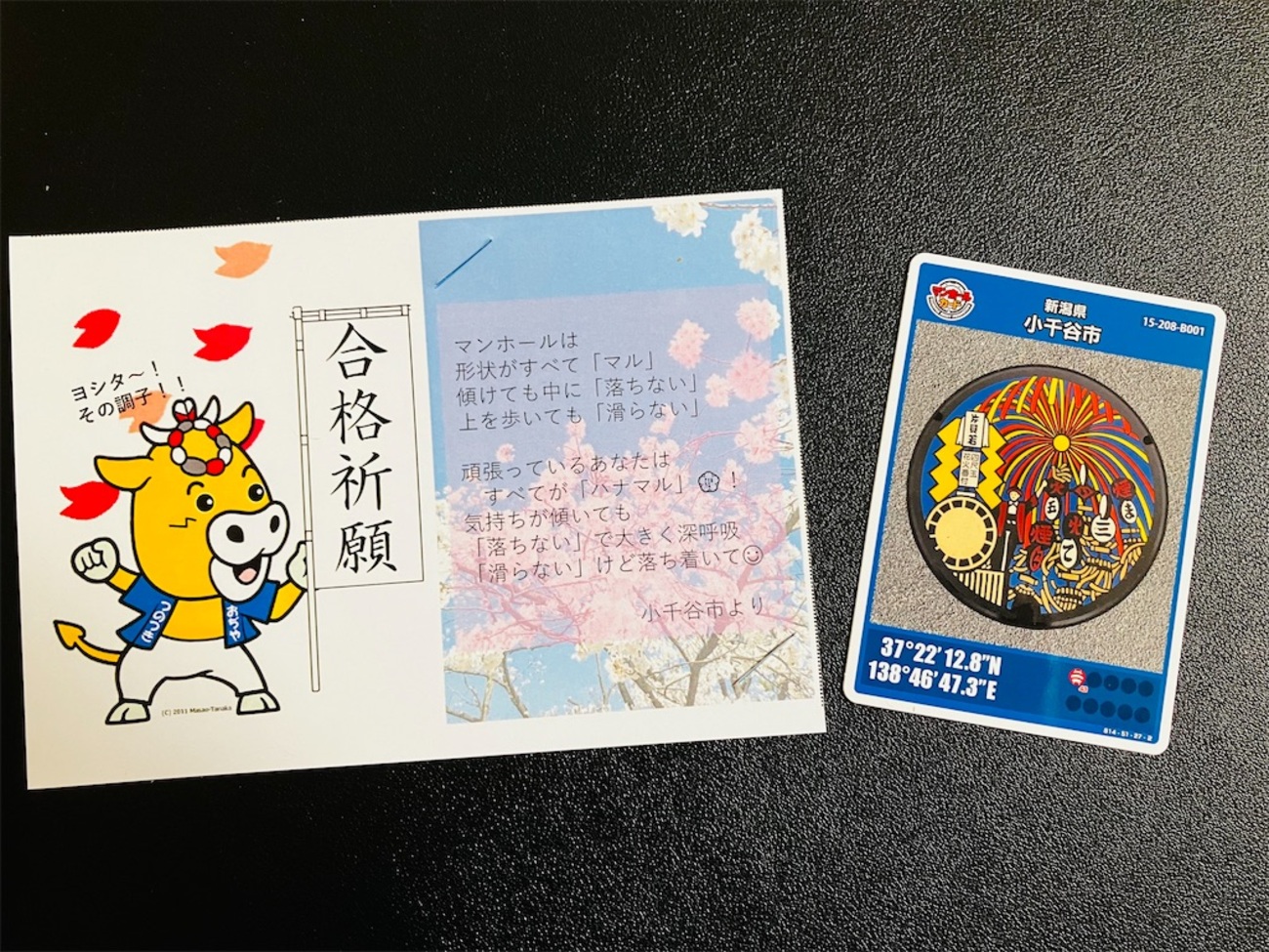 小千谷市で合格祈願！配布中のマンホールカードをゲットしたよ 