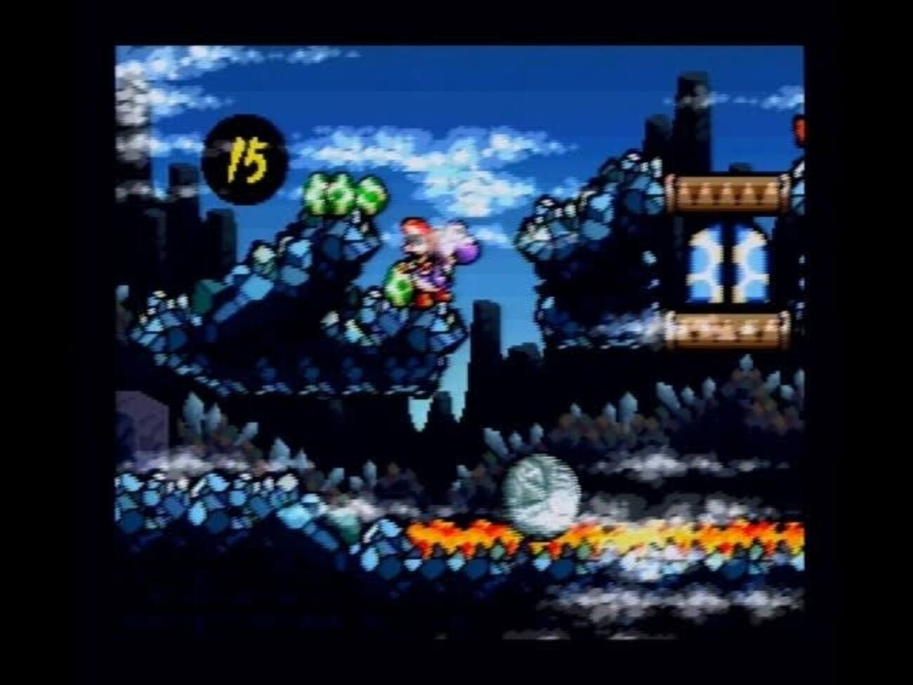 初めてのヨッシーアイランド　６－５　すご～く長～い洞窟　【ワンワン岩を乗りこなせない方へ】 - ottoレトロゲームと日常