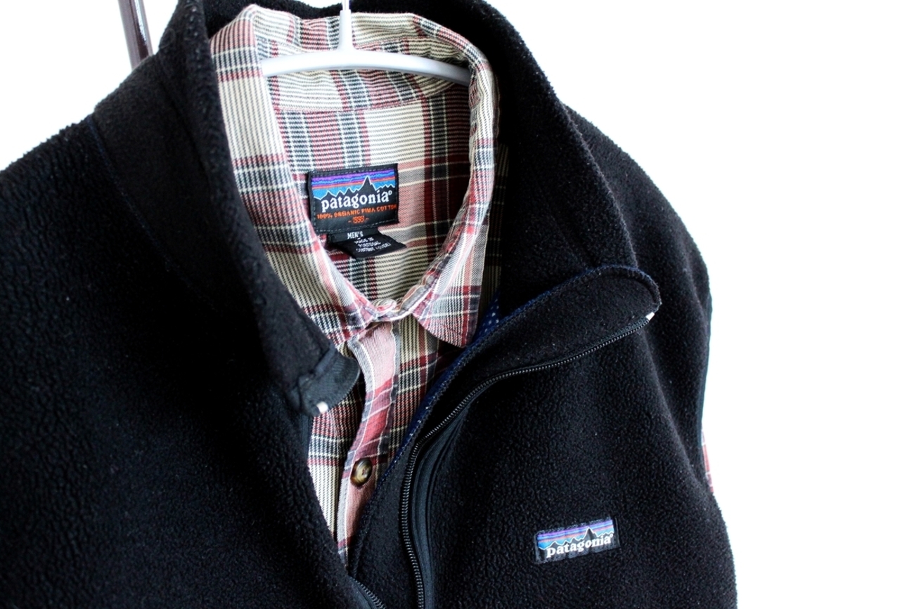 90s PATAGONIA P.E.F FLEECE VEST & ORGANIC PIMA COTTON SHIRT 