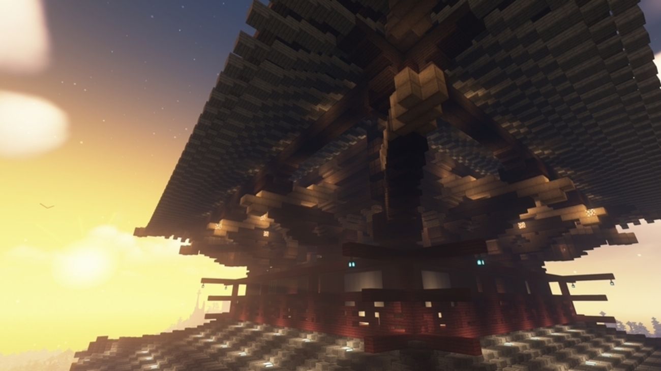 minecraft season6 part103 法隆寺五重塔 part17 二重目木組みはこれで