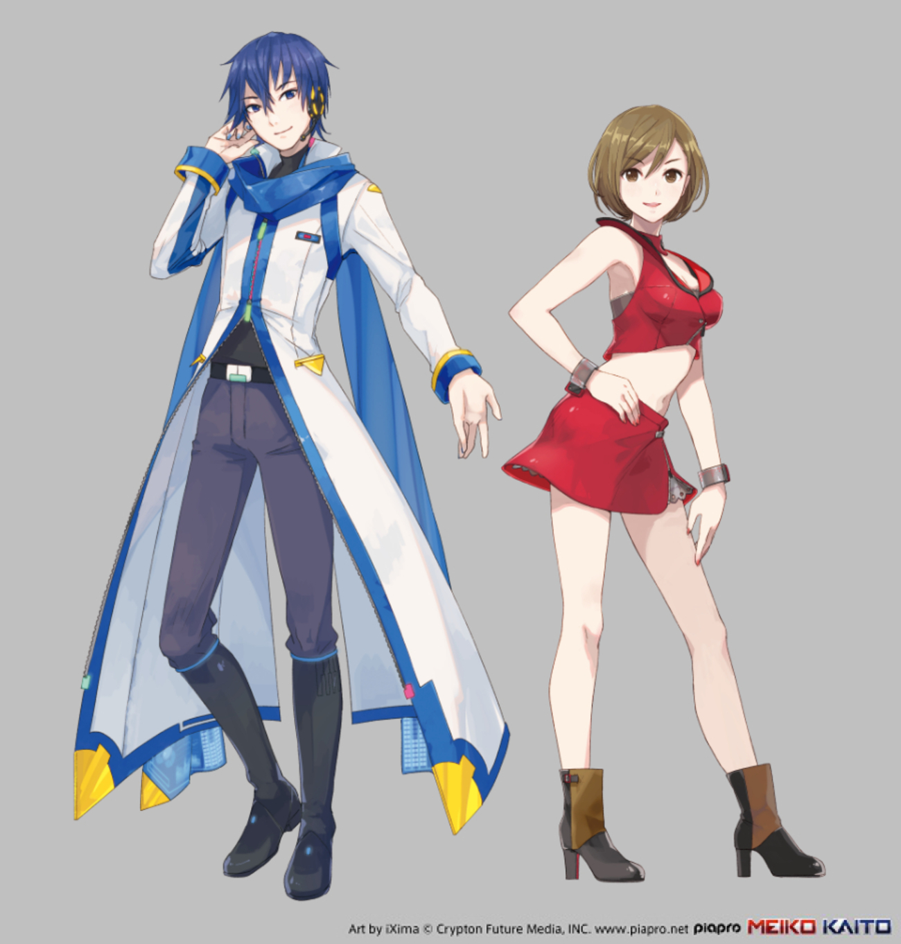 KAITO MEIKO プレミアムフィギュア ボーカロイド カイト メイコ MEIKO と KAITOの等身大立像イラストが公開される。イラスト担当は