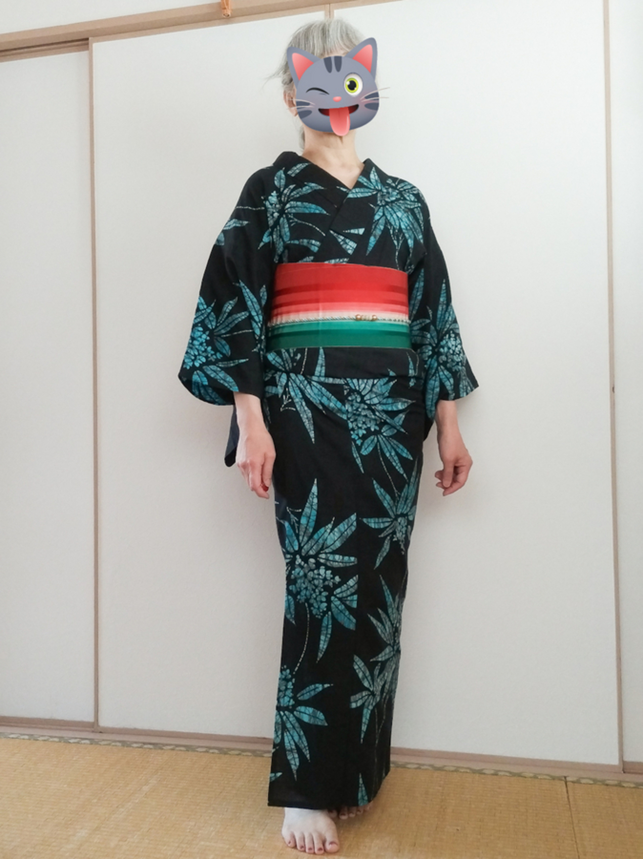 注染　ろうけつ染め　手縫の浴衣と半幅帯　四季の花々 backend=imagemagick;version=1;