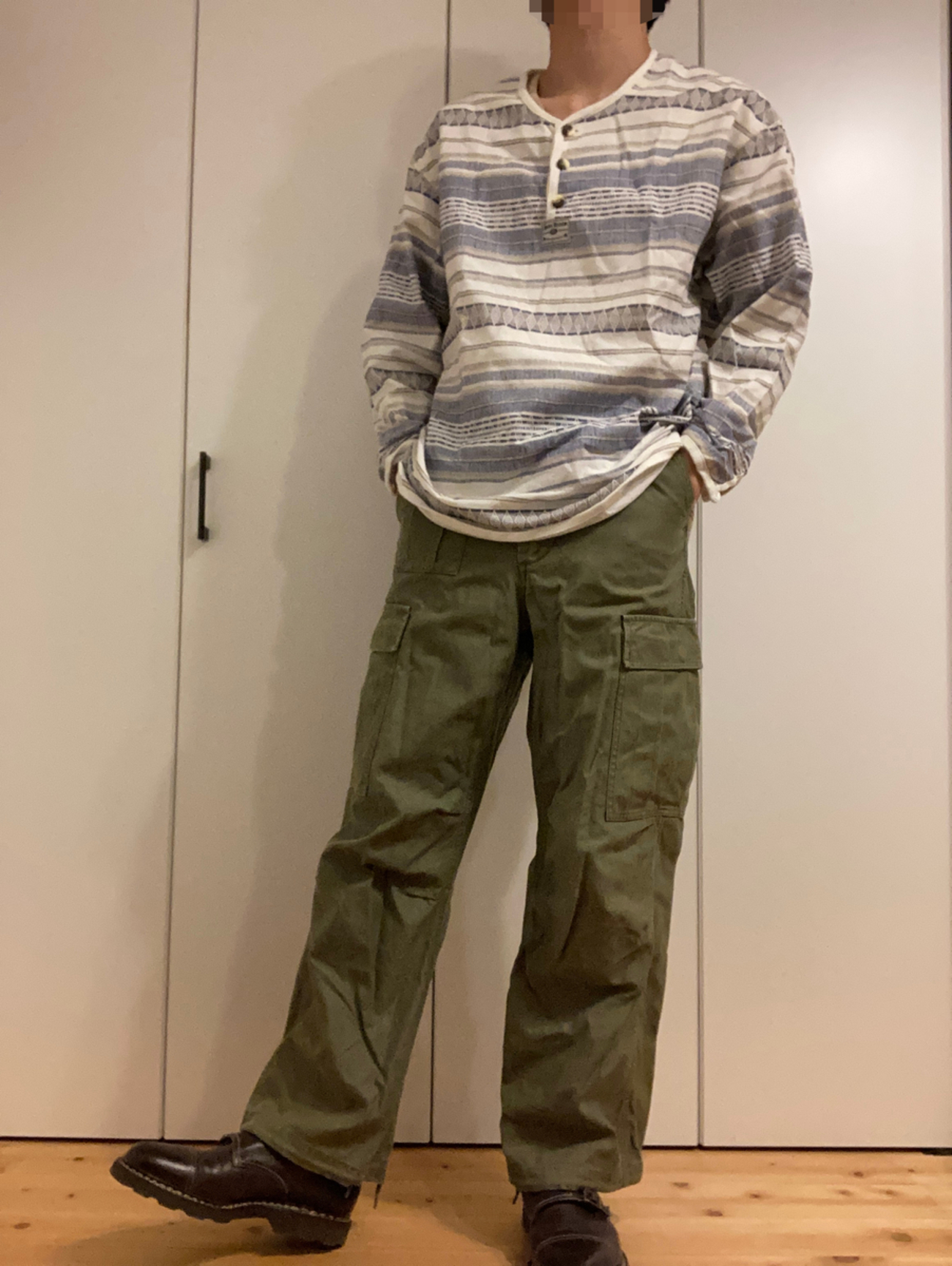希少 ナイジェルケーボン80's 地球儀タグ ワイドチノパンツ カーキ 30