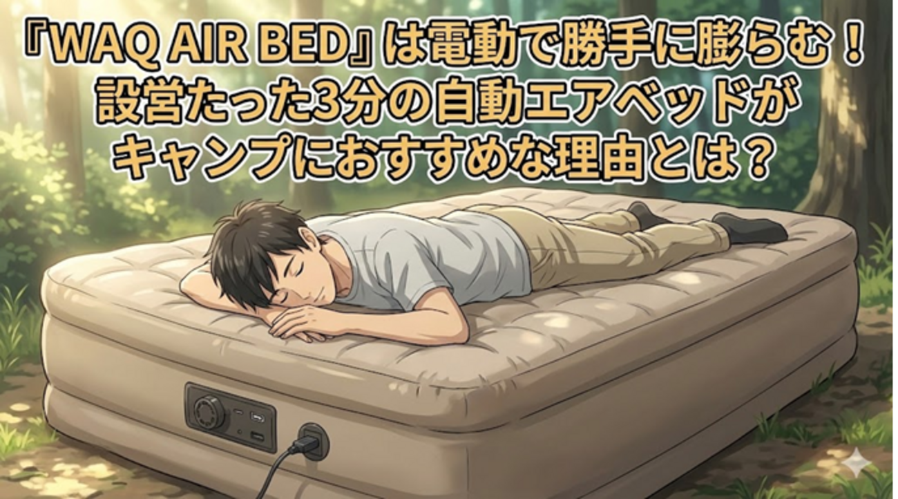 WAQ AIR BED』は電動で勝手に膨らむ！設営たった3分の自動エアベッドが 