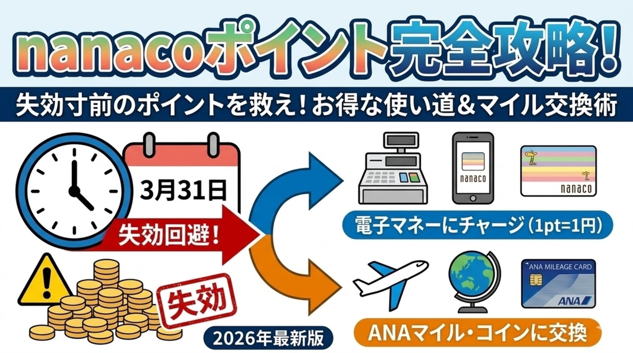 nanacoポイントのおすすめ使い道まとめ｜有効期限・失効・マイル交換
