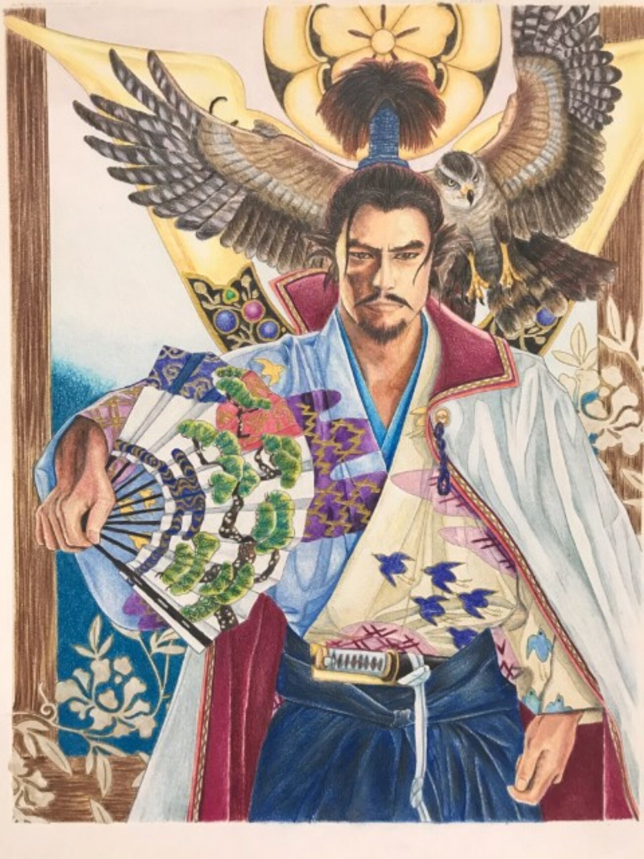 織田信長模写 織田信長、完成しました。 - 塗り絵をめぐる冒険