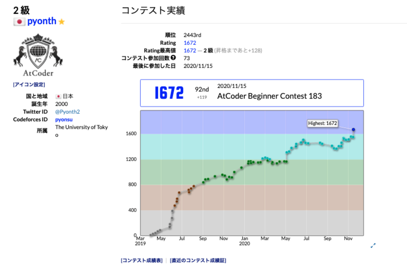 AtCoder青色になったので - なんか書くやつ