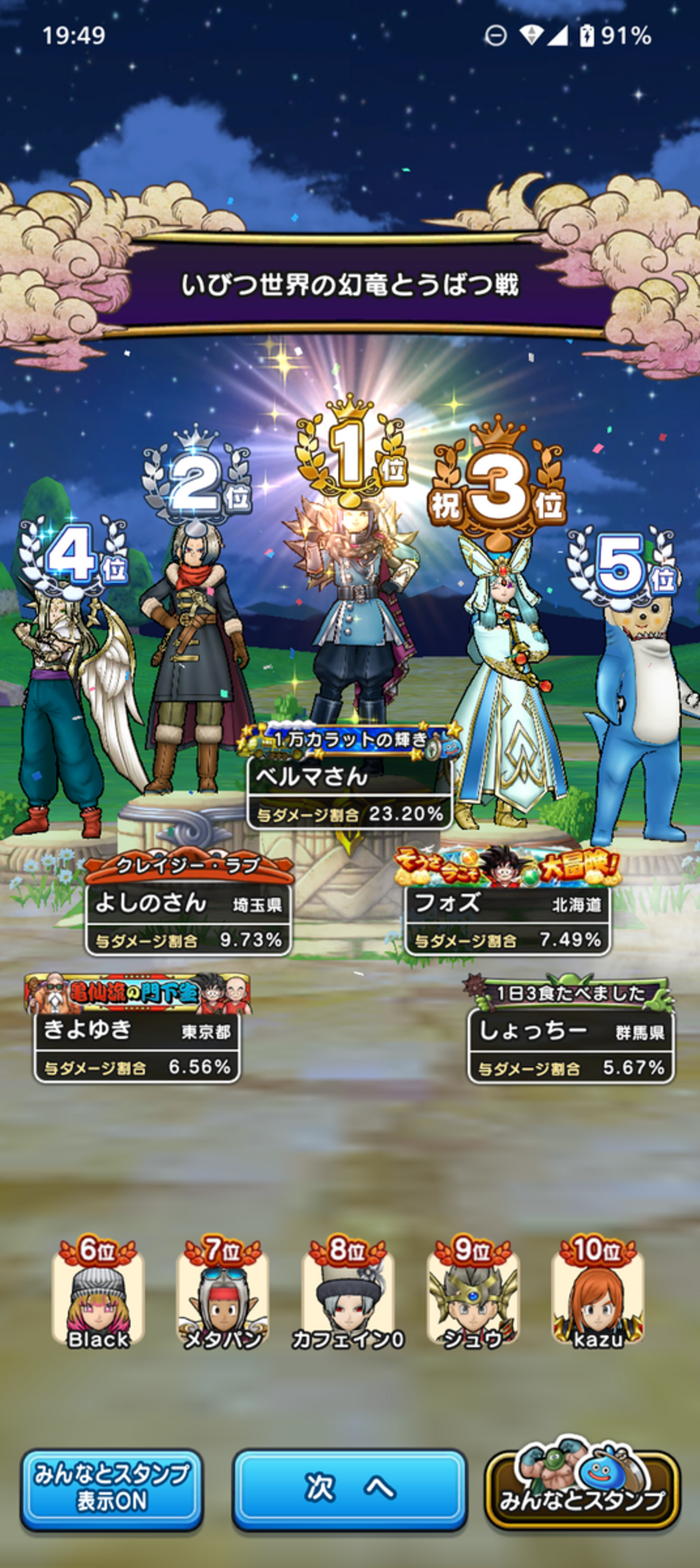 【ドラクエウォーク】いびつ世界の幻竜、初日で表彰台