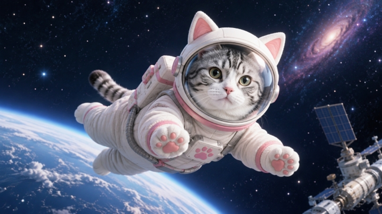 宇宙遊泳する猫