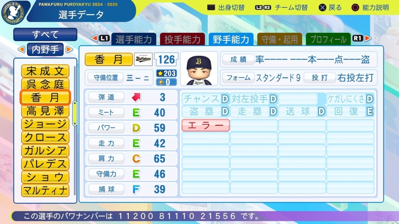 パワプロ2024・再現】香月 一也（オリックス・育成選手