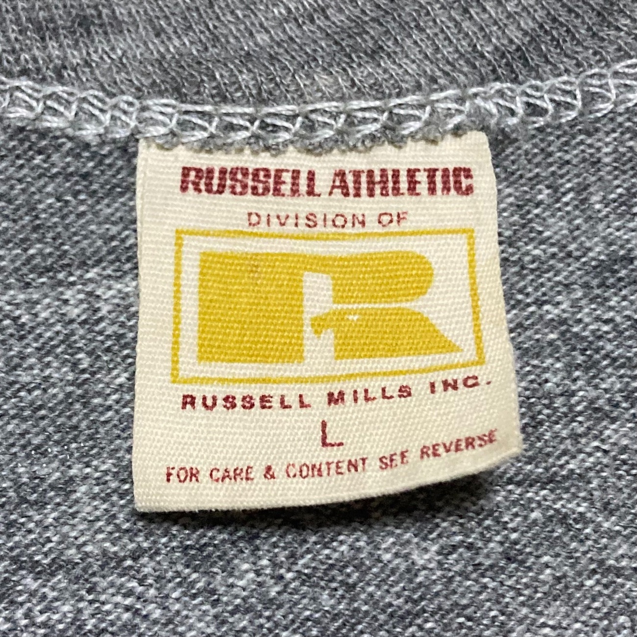 Russell Athletic オレンジ XL メキシコ製 刺繍タグ 90's チャンピオン 青刺繍タグ スクリプトロゴ 前Vスウェット
