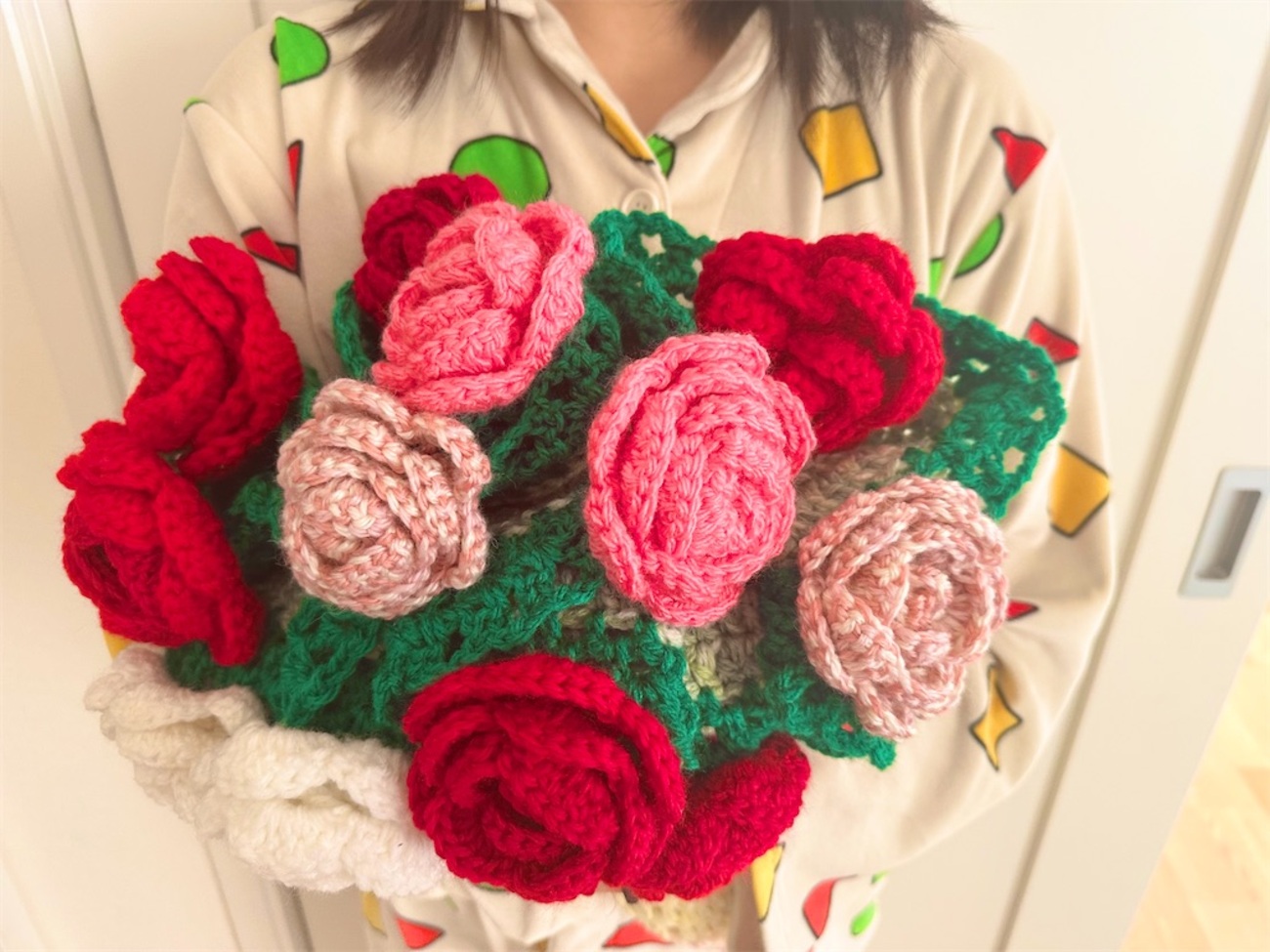 花束ブランケットが完成しました。 - 今日これ作りました。