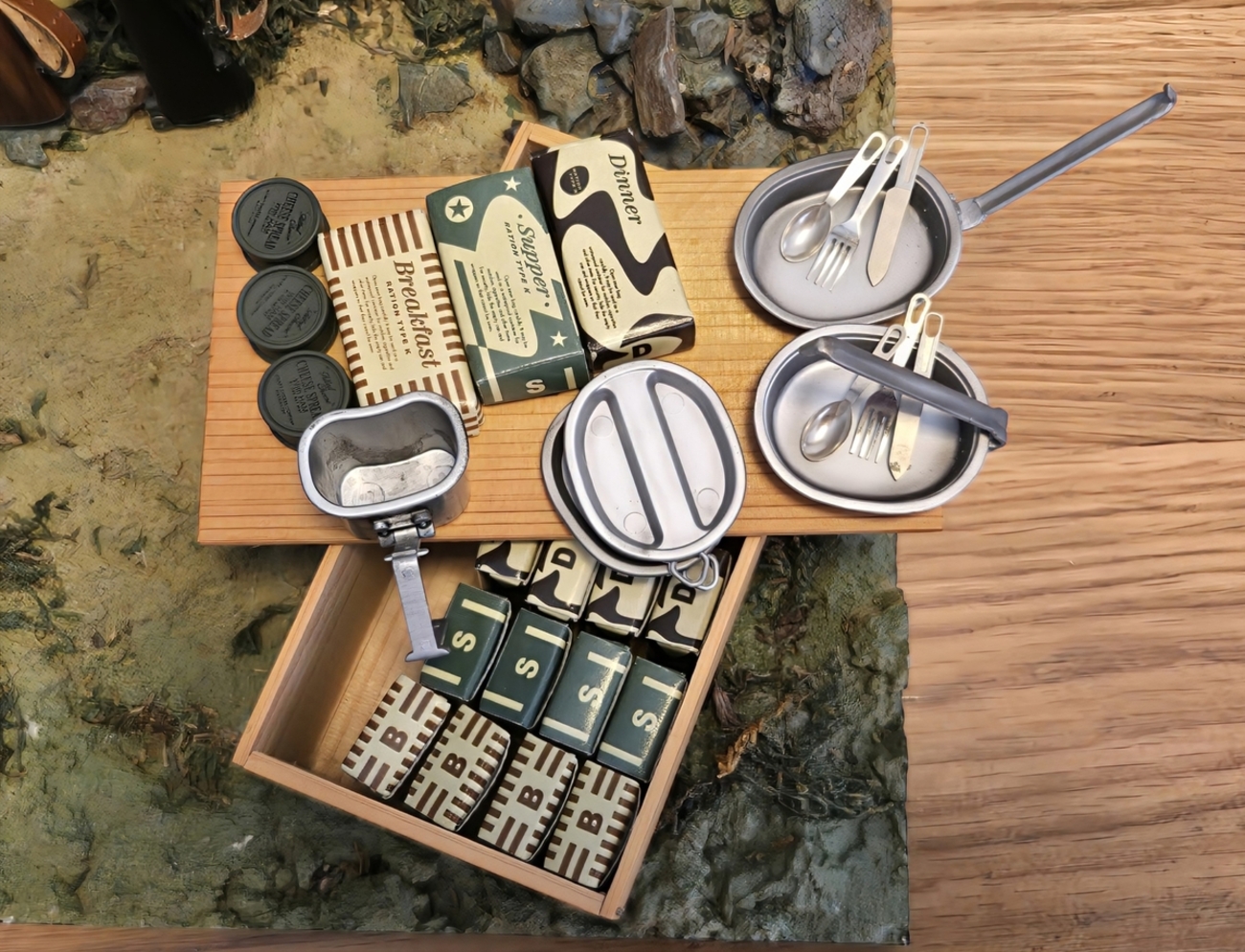 第二次世界大戦時の米軍の戦闘糧食「Ration Type K（Kレーション）」の木製クレート（1/6サイズ） - shimaの趣味的生活 since2006 人はパンのみに生きるにあらず
