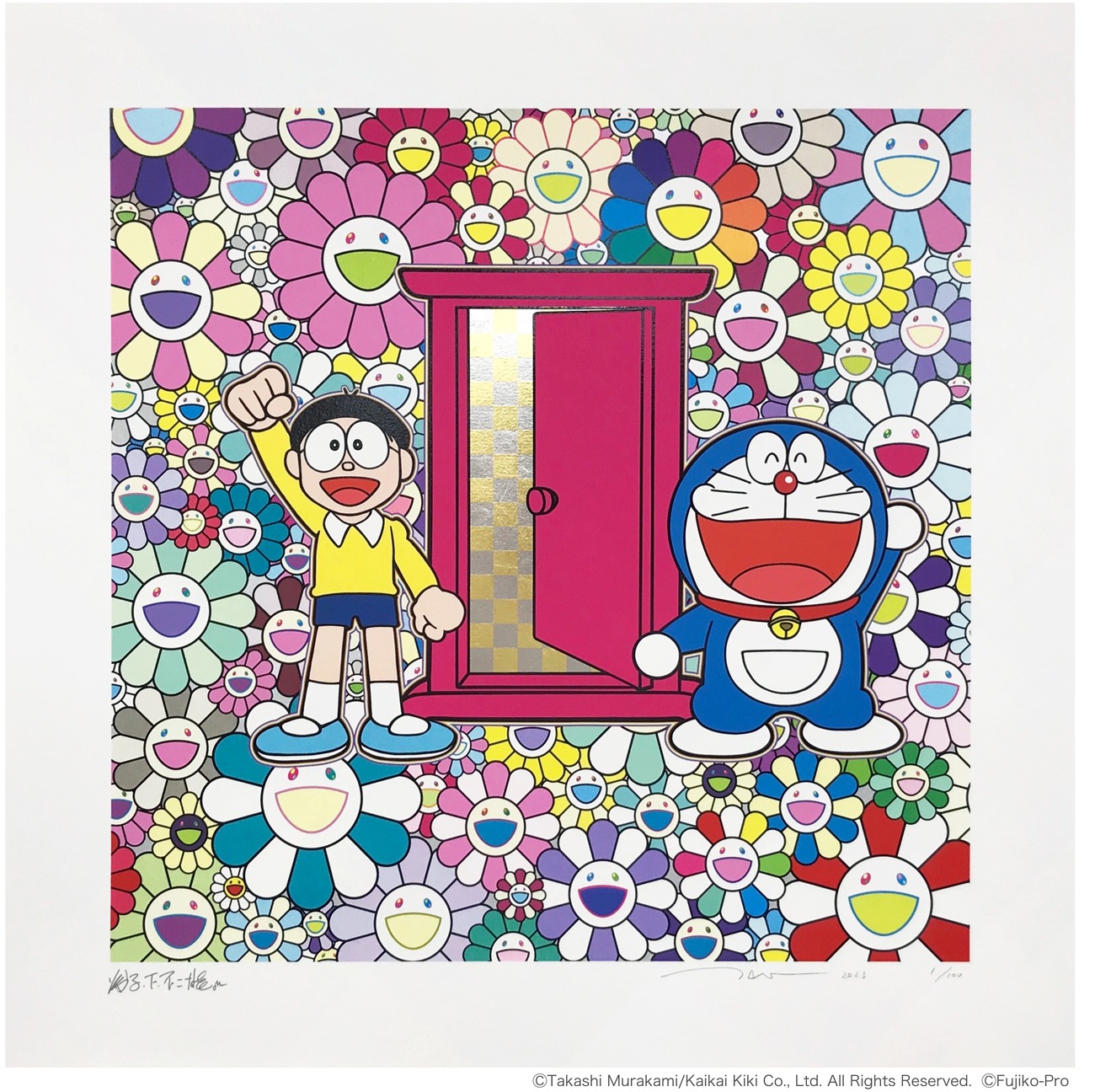 Deth NYC Ltd Ed　額装デイトナレインボードラえもん村上隆フラワー backend=imagemagick;version=1;